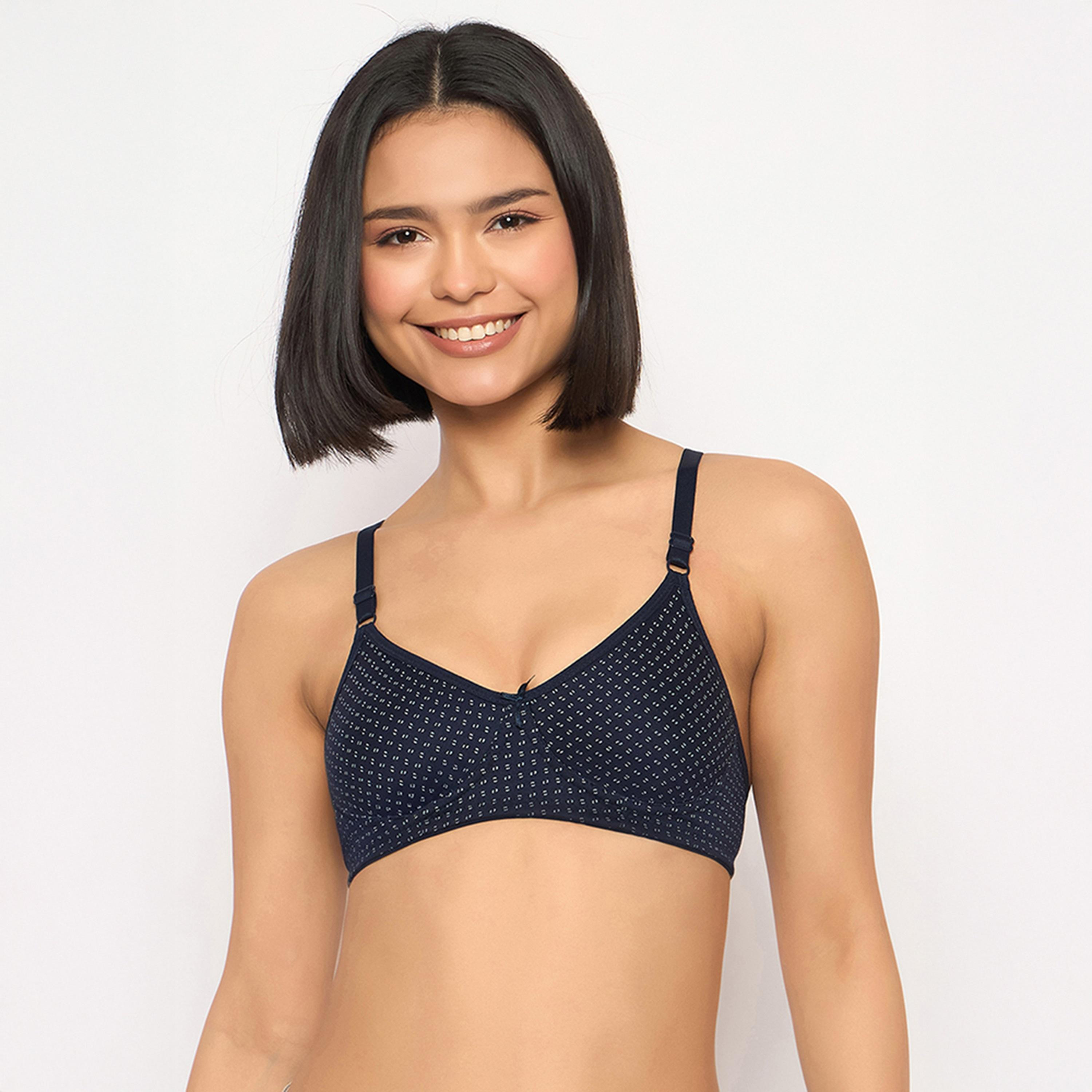 عبوة 2 حمالة صدر تي شيرت مطبوعة، غير مبطنة، بدون سلك - كحلي | وردي من كلوفيا-women-clothing-lingerie-bras-image-4