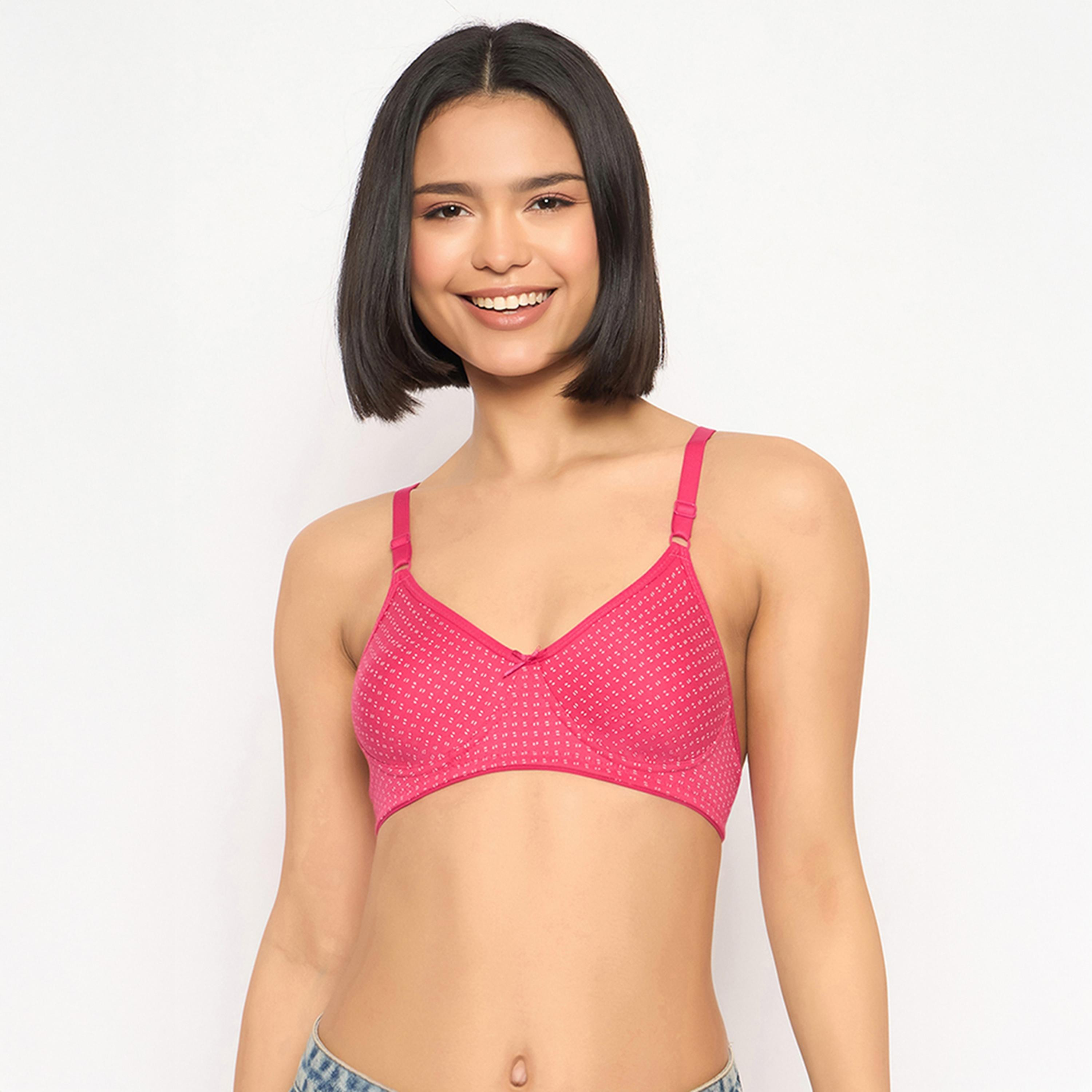 عبوة 2 حمالة صدر تي شيرت مطبوعة، غير مبطنة، بدون سلك - كحلي | وردي من كلوفيا-women-clothing-lingerie-bras-image-5