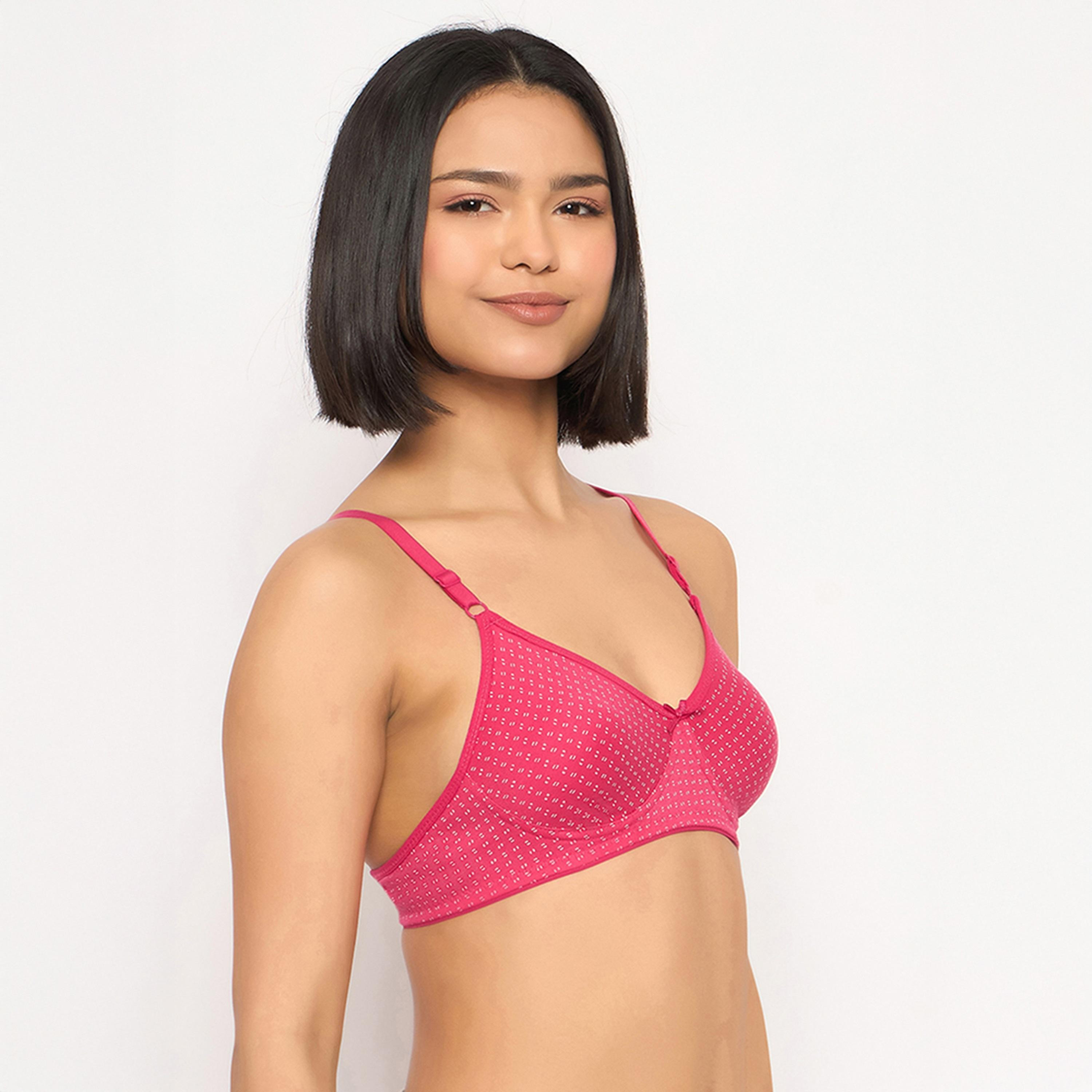 عبوة 2 حمالة صدر تي شيرت مطبوعة، غير مبطنة، بدون سلك - كحلي | وردي من كلوفيا-women-clothing-lingerie-bras-image-9