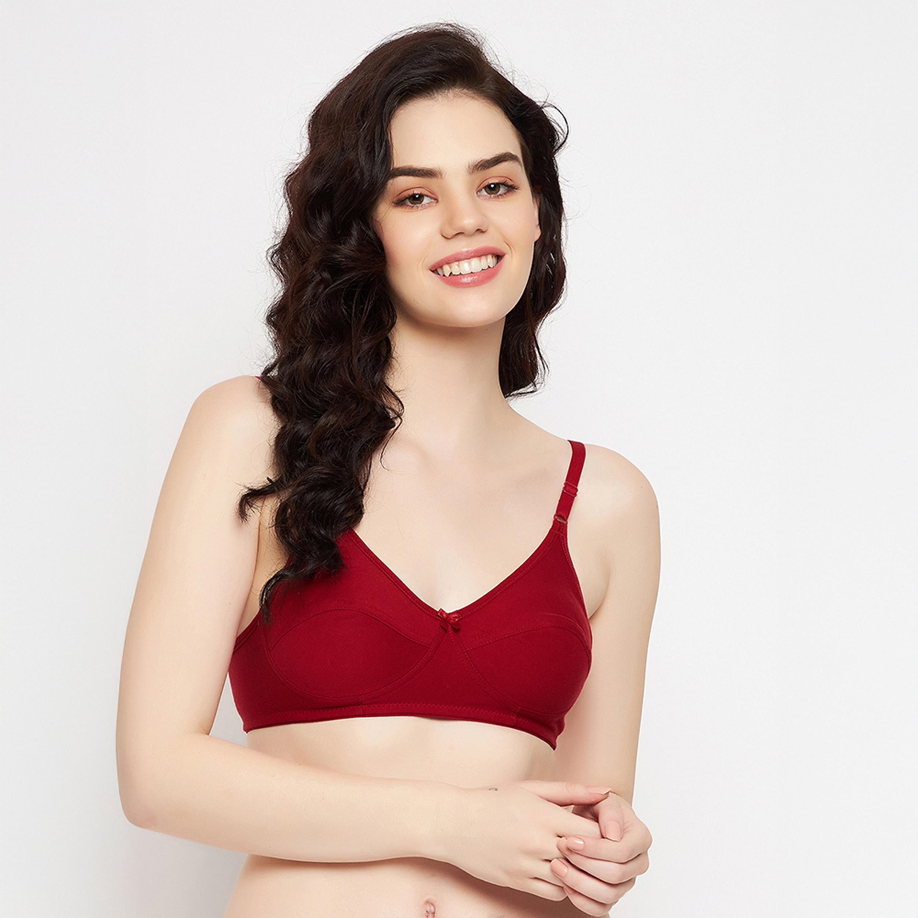 Clovia Pack of 2 Non-Padded Non-Wired Full Coverage Women's Bra in Black | Maroon - Cotton-women-clothing-lingerie-bras-image-5