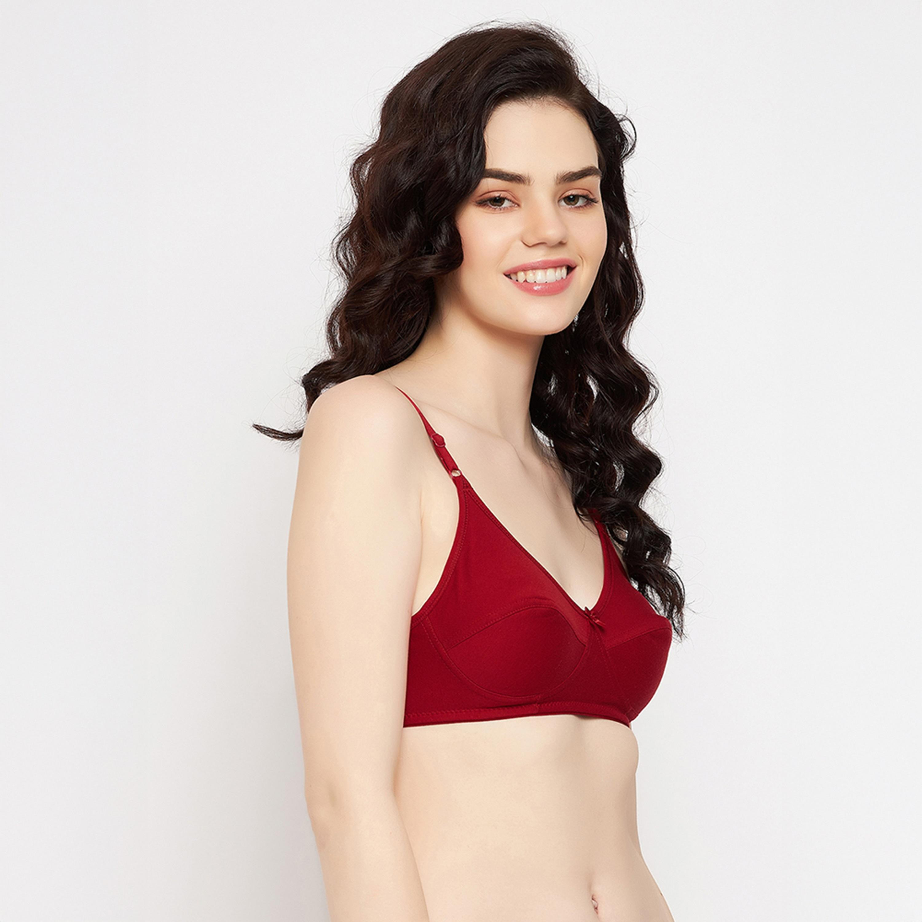 Clovia Pack of 2 Non-Padded Non-Wired Full Coverage Women's Bra in Black | Maroon - Cotton-women-clothing-lingerie-bras-image-9