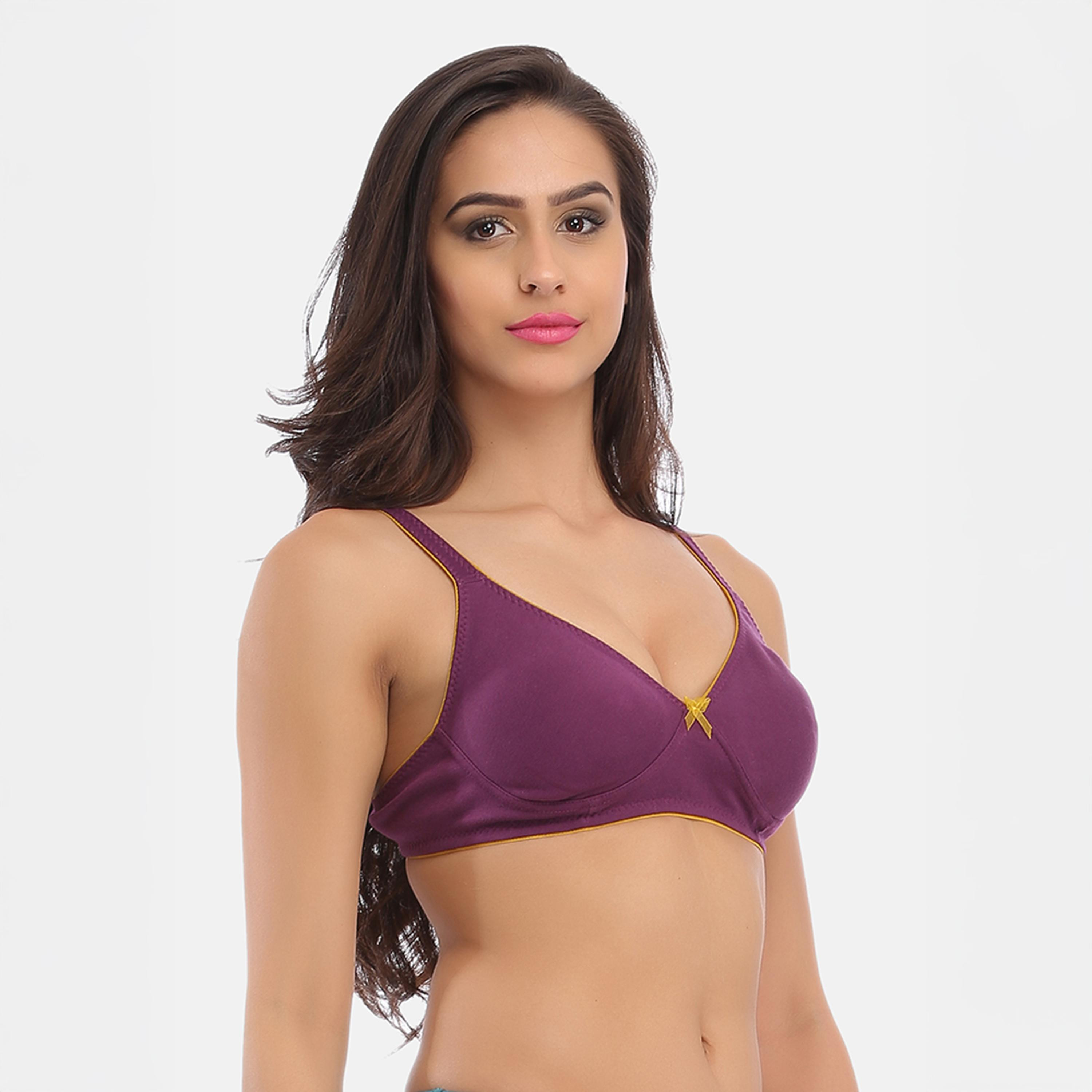 عبوة 2 حمالة صدر تي شيرت غير مبطنة، بدون سلك، بدمي كاب - أسود | أرجواني من كلوفيا-women-clothing-lingerie-bras-image-10