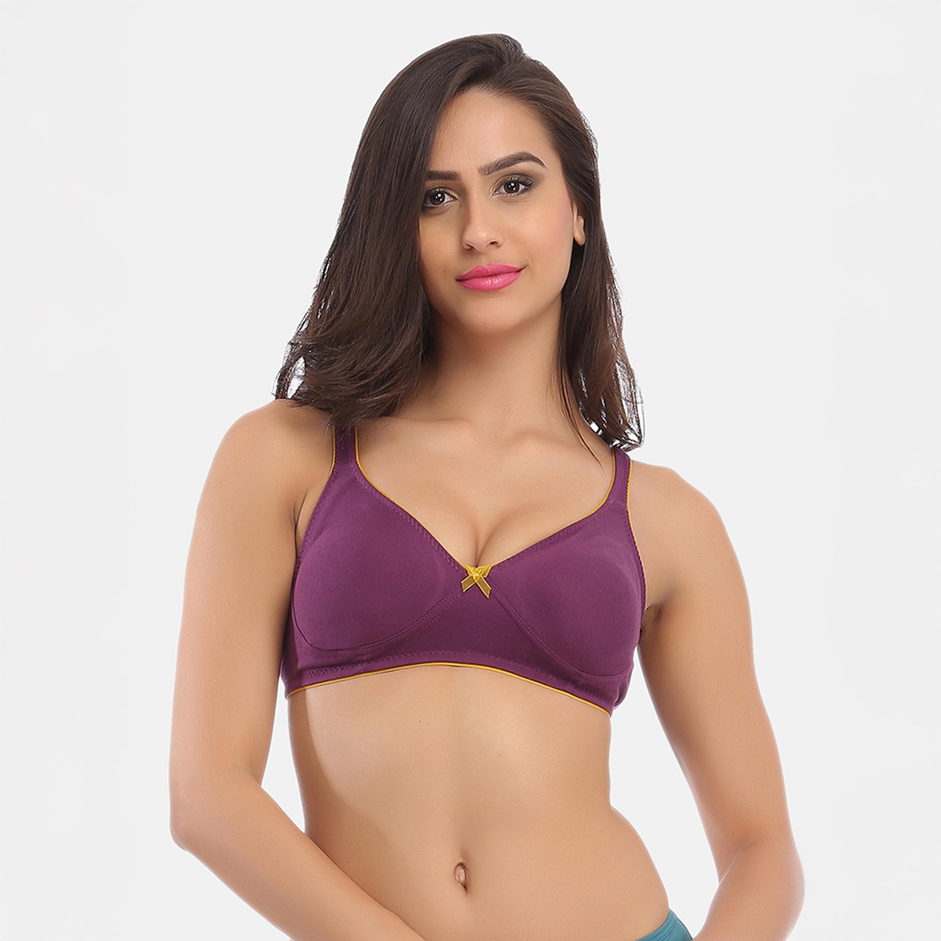 عبوة 2 حمالة صدر تي شيرت غير مبطنة، بدون سلك، بدمي كاب - أسود | أرجواني من كلوفيا-women-clothing-lingerie-bras-image-6