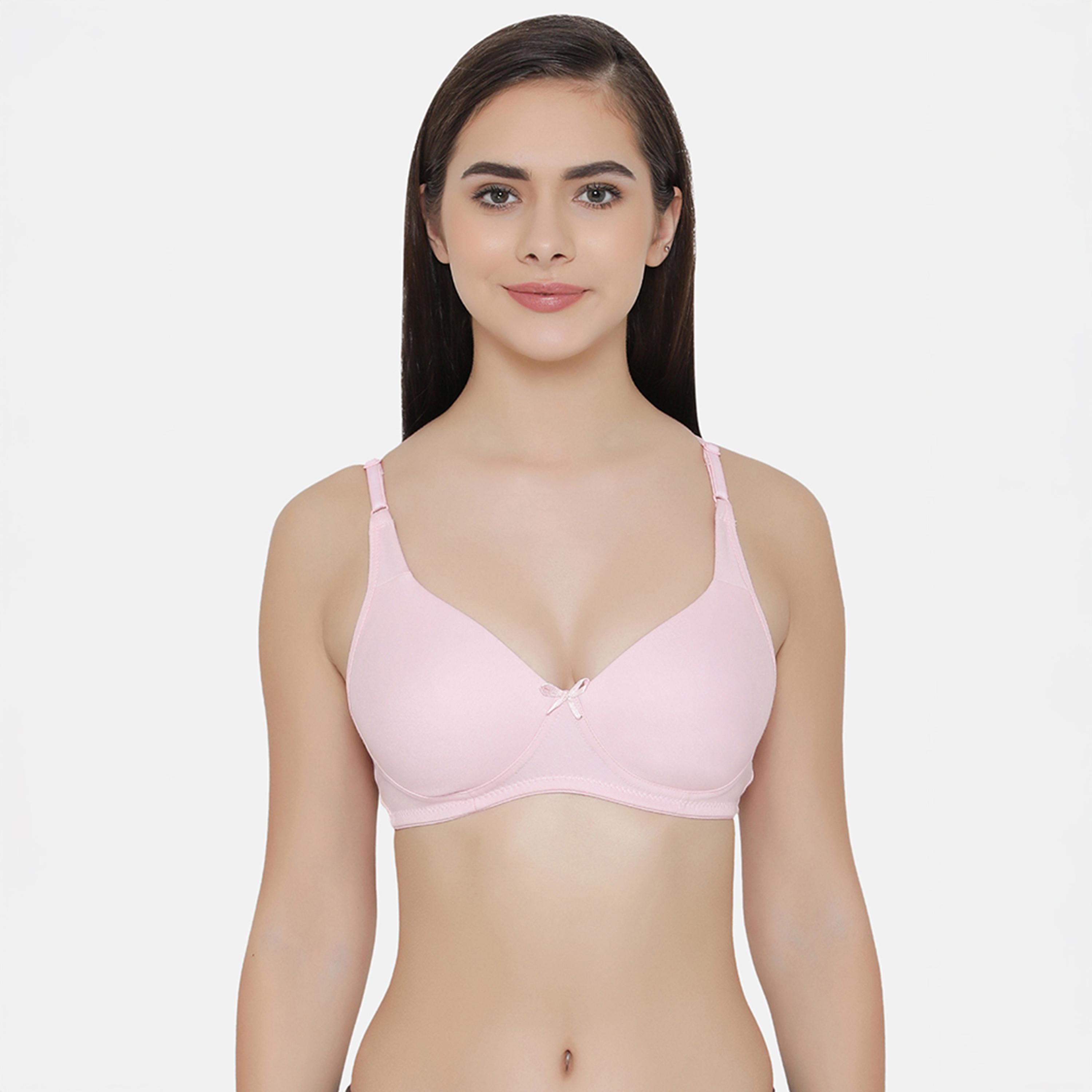 Clovia Pack of 2 Non-Padded Non-Wired Full Coverage Women's Bra with Double Layered Cups In Maroon | Light Pink - Cotton Rich-women-clothing-lingerie-bras-image-5