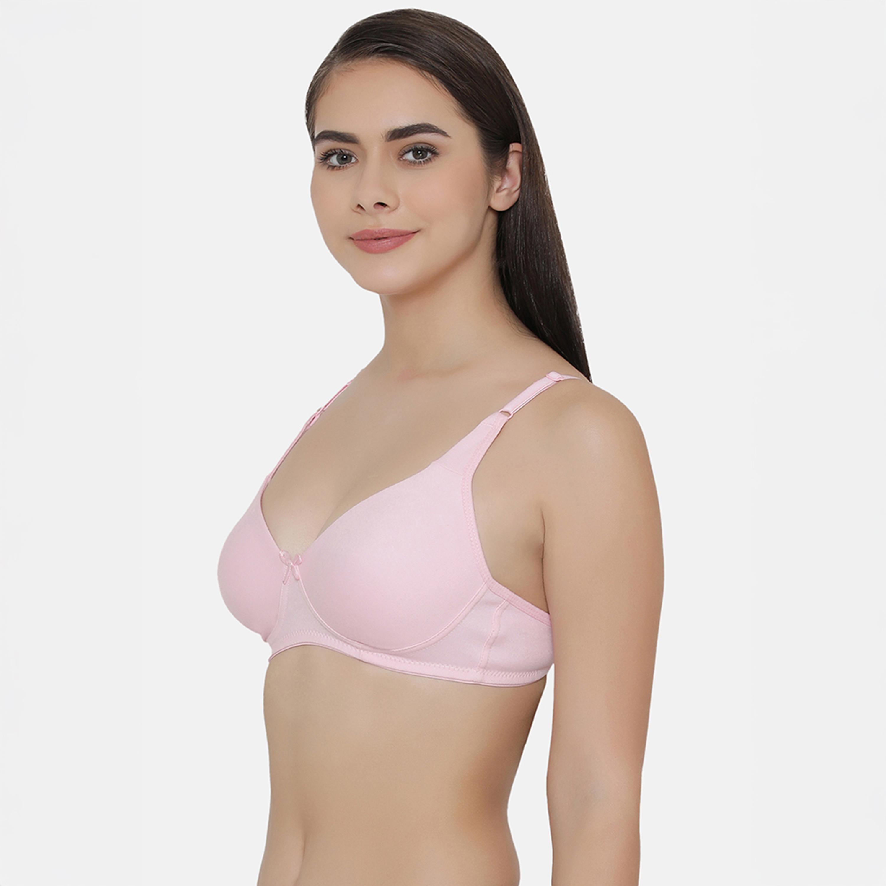 Clovia Pack of 2 Non-Padded Non-Wired Full Coverage Women's Bra with Double Layered Cups In Maroon | Light Pink - Cotton Rich-women-clothing-lingerie-bras-image-7