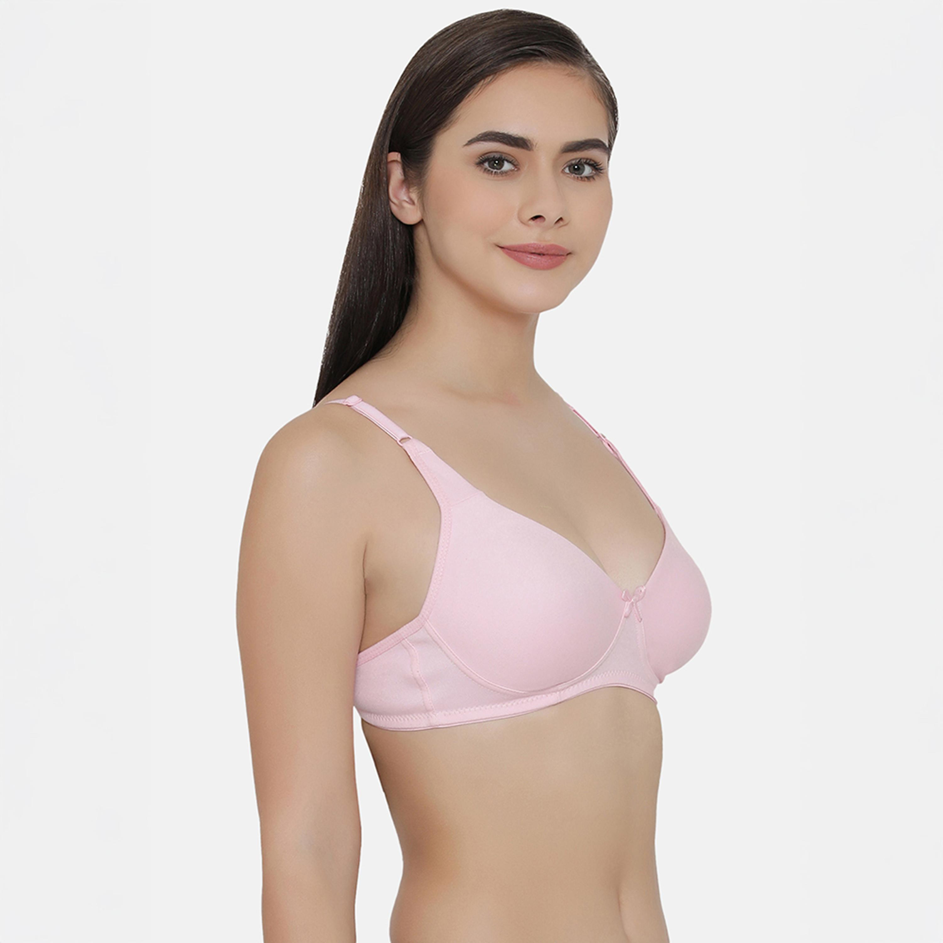 Clovia Pack of 2 Non-Padded Non-Wired Full Coverage Women's Bra with Double Layered Cups In Maroon | Light Pink - Cotton Rich-women-clothing-lingerie-bras-image-9