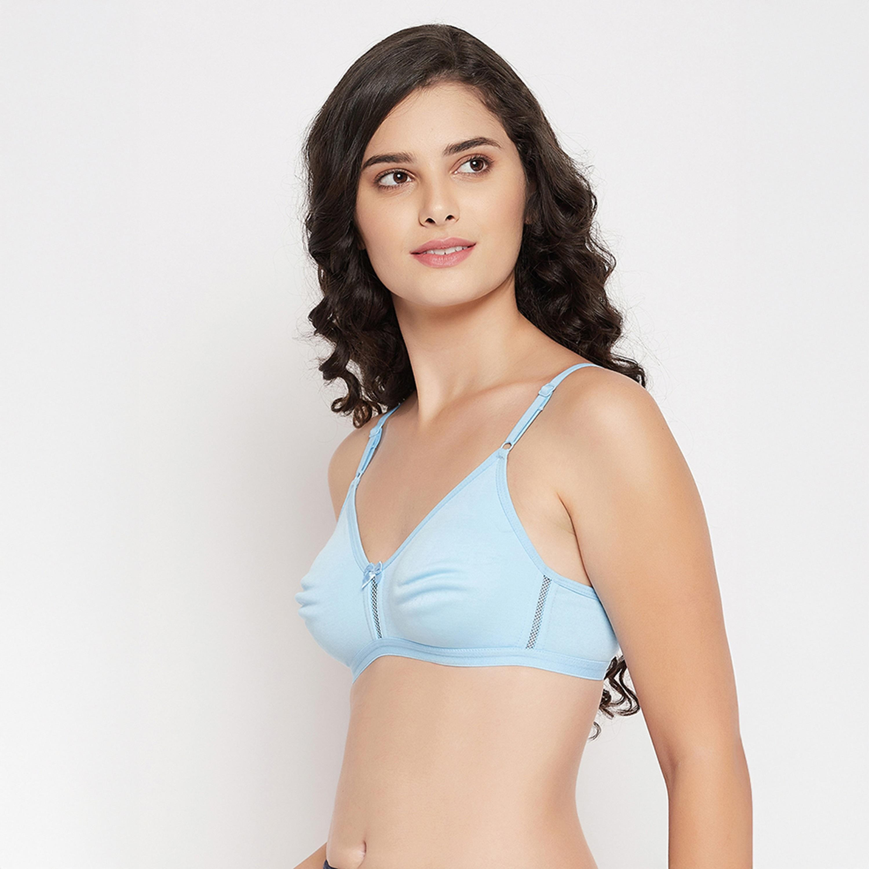 Clovia Pack of 2 Smoothie Non-Padded Non-Wired Full Coverage Women's Bra in Dusty Pink | Powedered Blue - Cotton Rich-women-clothing-lingerie-bras-image-6