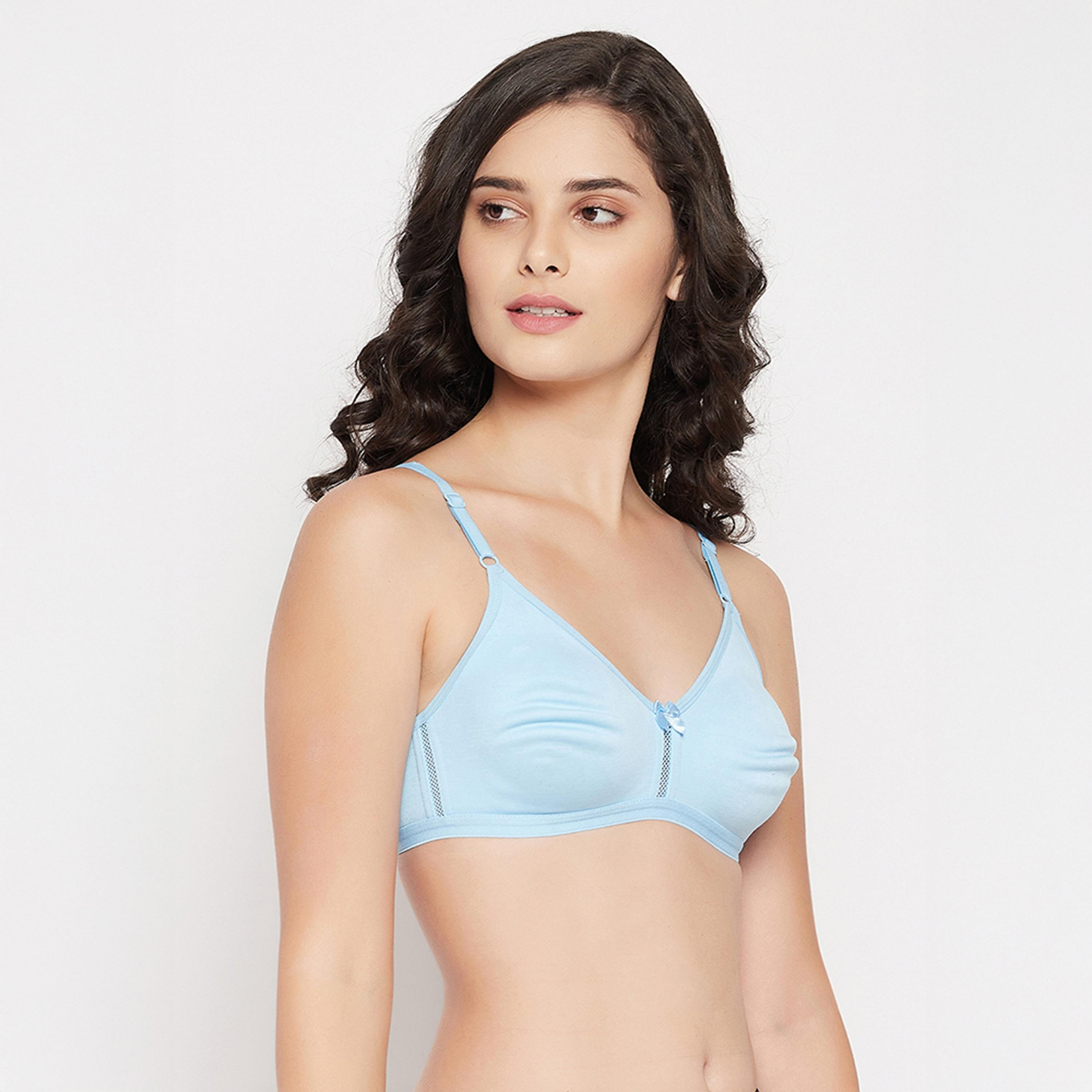 Clovia Pack of 2 Smoothie Non-Padded Non-Wired Full Coverage Women's Bra in Dusty Pink | Powedered Blue - Cotton Rich-women-clothing-lingerie-bras-image-7