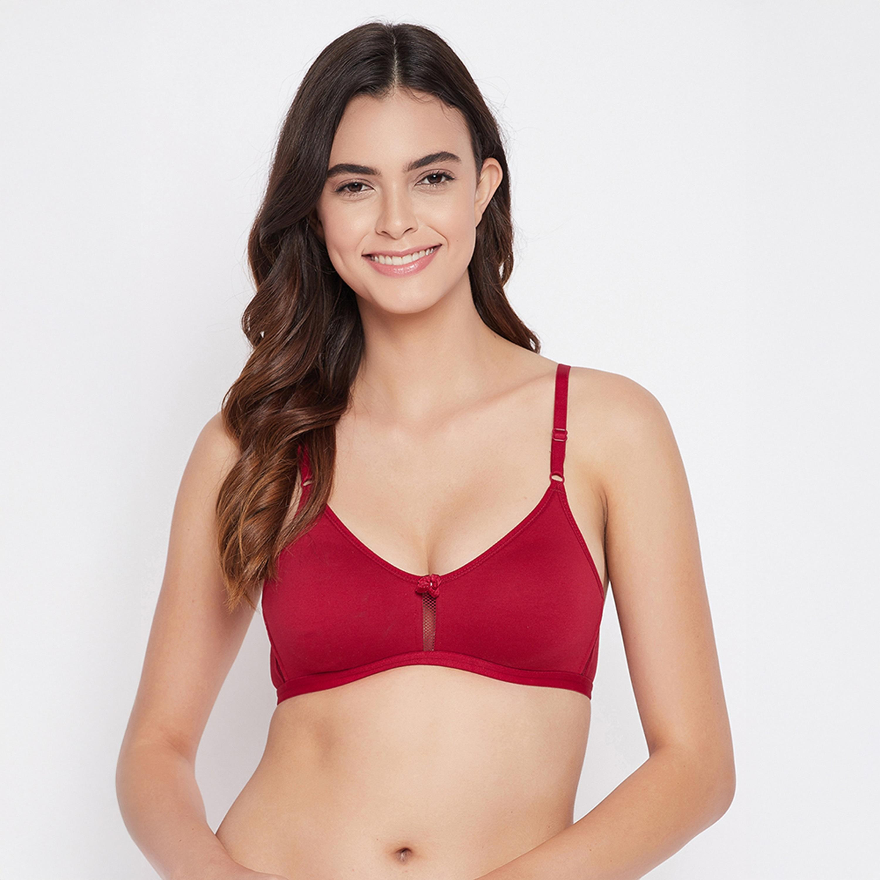 Clovia Pack of 2 Smoothie Non-Padded Non-Wired Full Coverage Women's Bra in Maroon | Blue - Cotton Rich-women-clothing-lingerie-bras-image-4