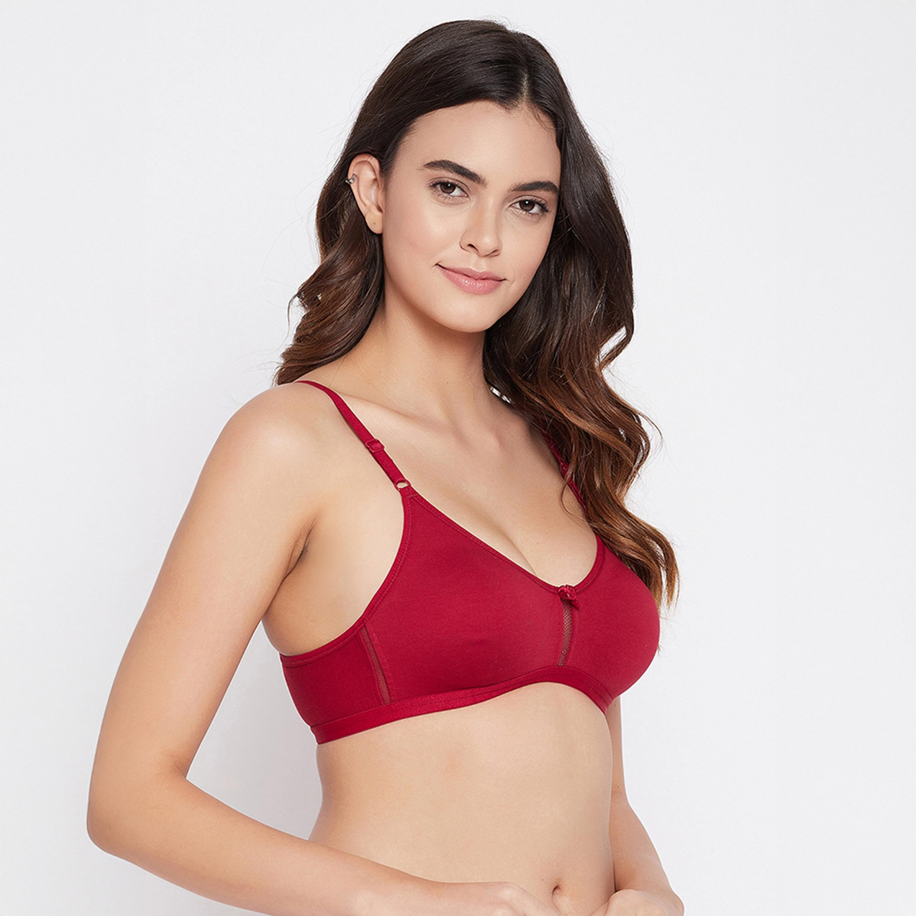 Clovia Pack of 2 Smoothie Non-Padded Non-Wired Full Coverage Women's Bra in Maroon | Blue - Cotton Rich-women-clothing-lingerie-bras-image-8