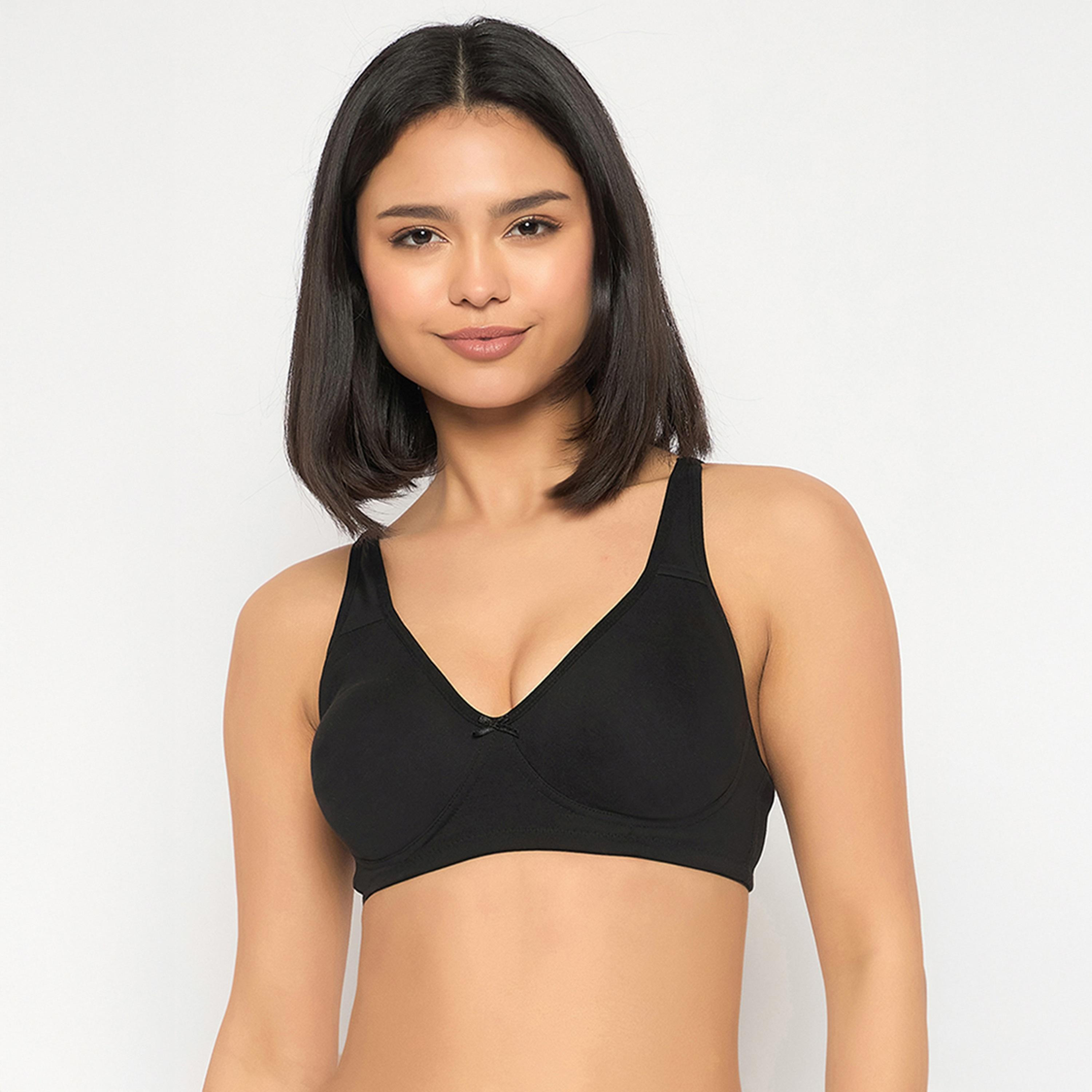 Clovia Pack of 2 Non-Padded Non-Wired Full Coverage Women's T-Shirt Bra in Black | White - Cotton-women-clothing-lingerie-bras-image-4