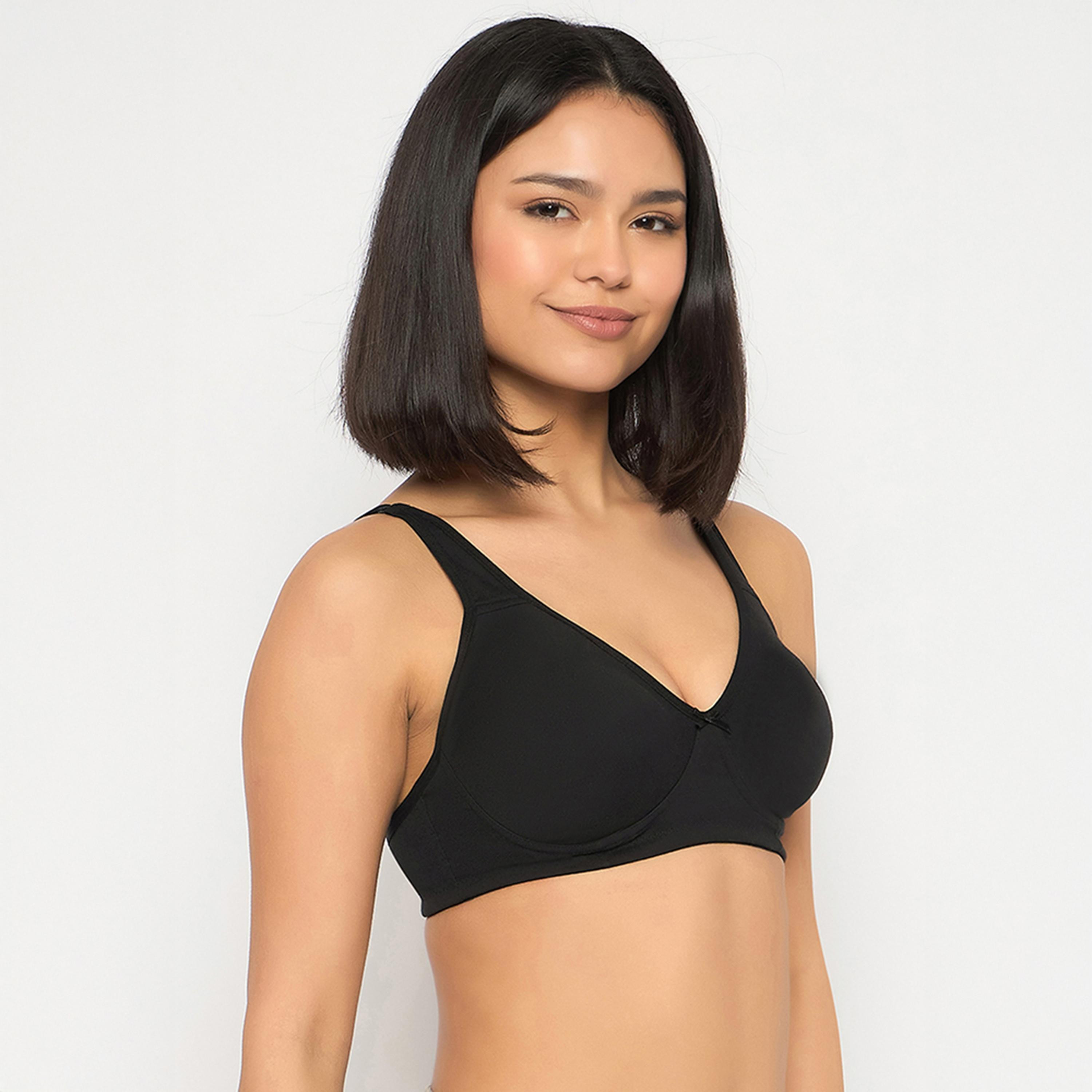 Clovia Pack of 2 Non-Padded Non-Wired Full Coverage Women's T-Shirt Bra in Black | White - Cotton-women-clothing-lingerie-bras-image-6