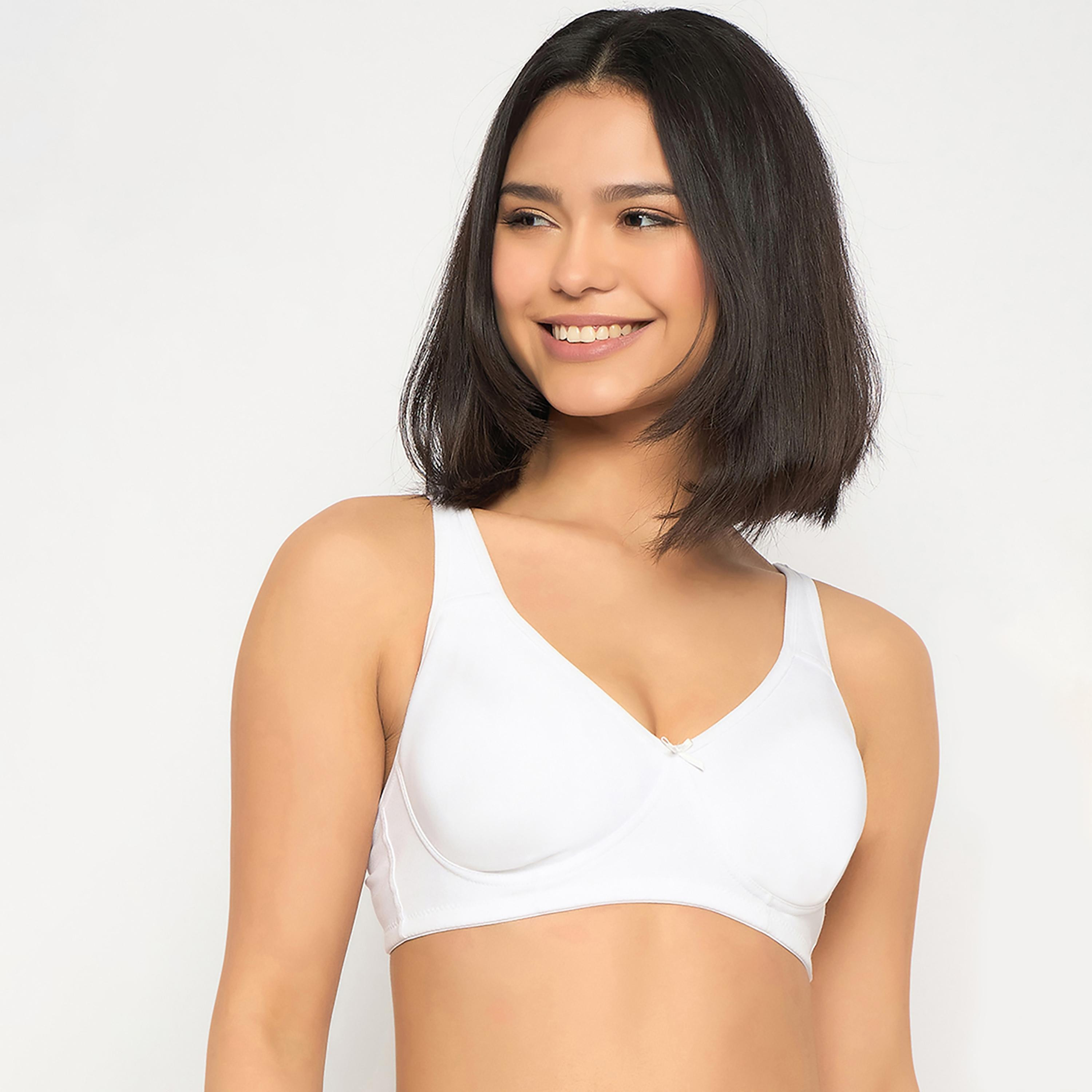 Clovia Pack of 2 Non-Padded Non-Wired Full Coverage Women's T-Shirt Bra in Black | White - Cotton-women-clothing-lingerie-bras-image-7