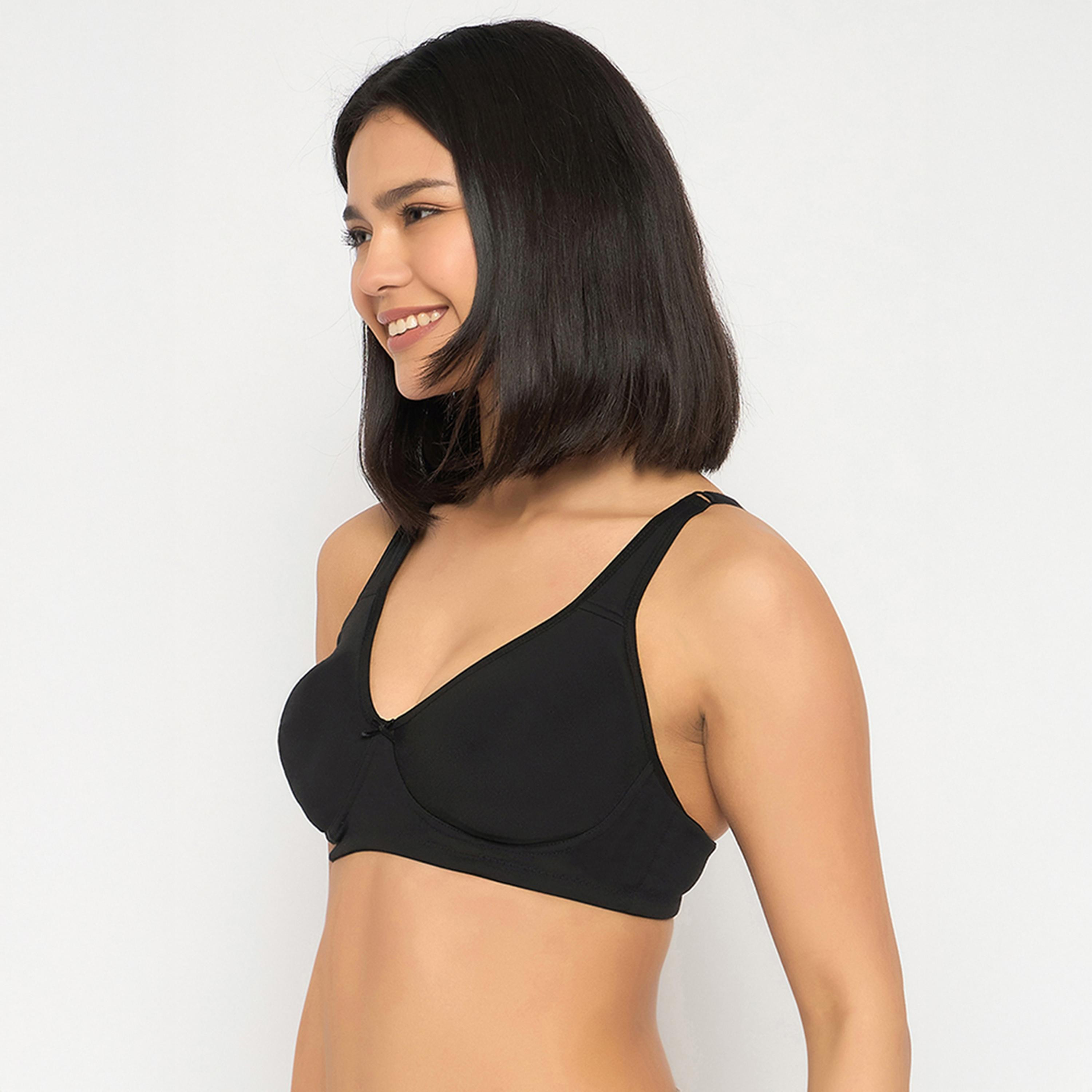 Clovia Pack of 2 Non-Padded Non-Wired Full Coverage Women's T-Shirt Bra in Black | White - Cotton-women-clothing-lingerie-bras-image-8