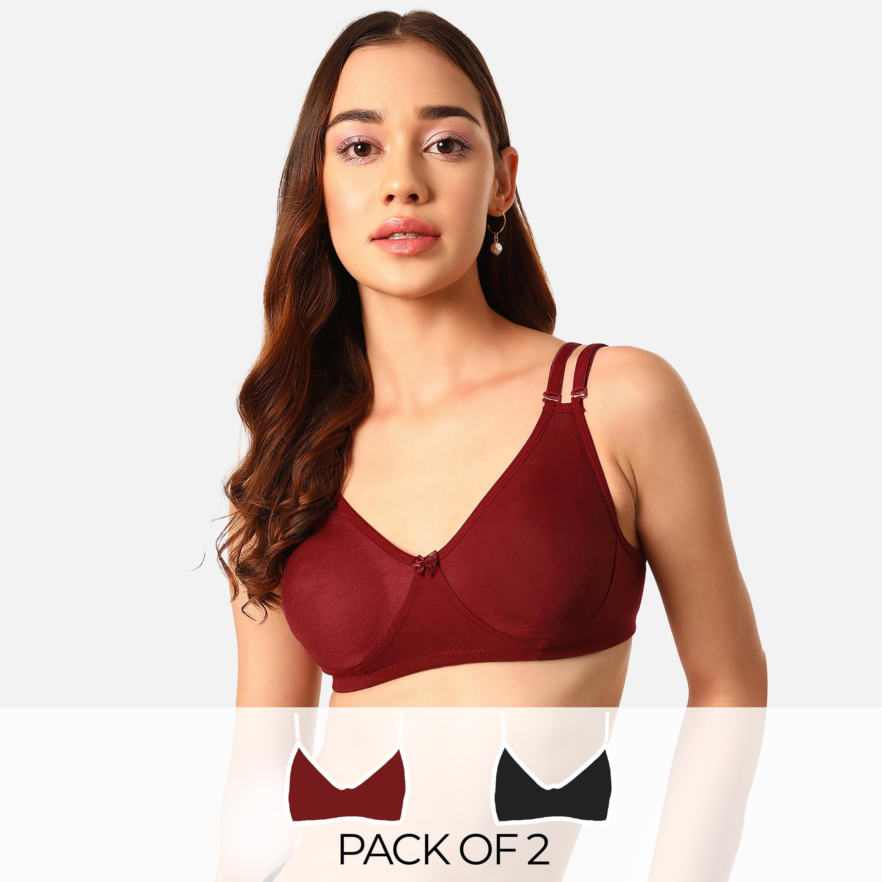 Clovia Pack of 2 Non-Padded Non-Wired Full Coverage Women's T-Shirt Bra - Cotton Rich-women-clothing-lingerie-bras-image-1