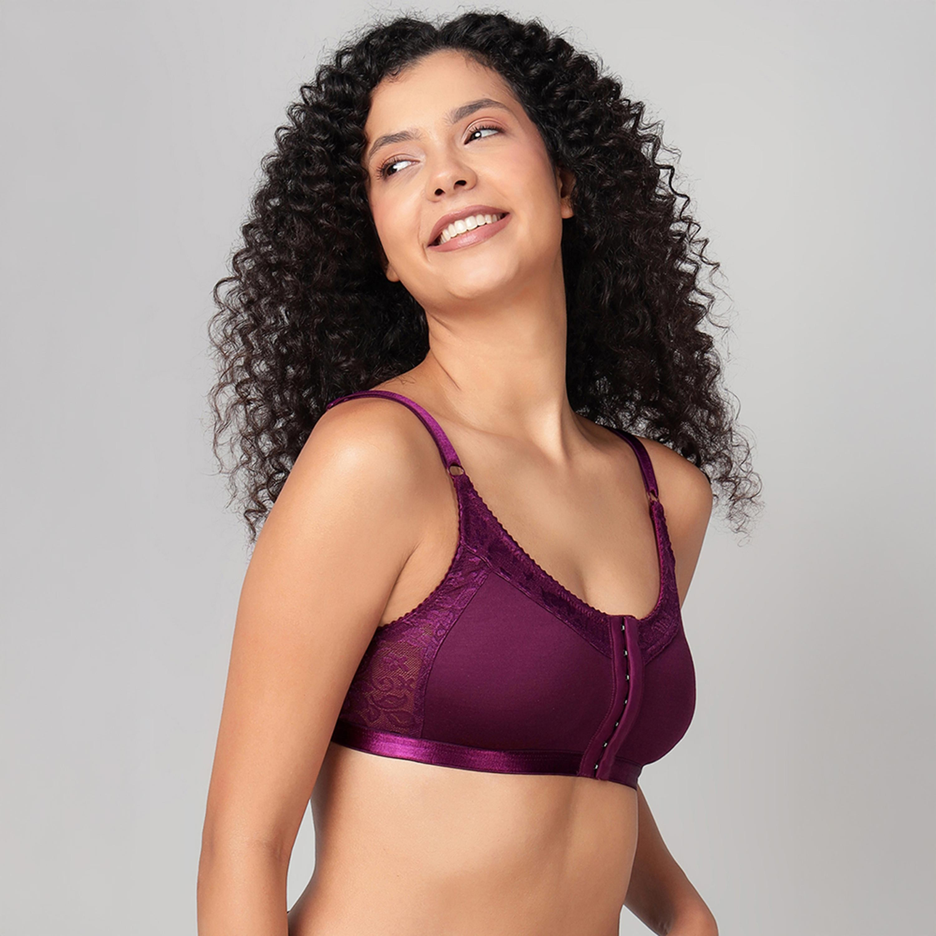 Clovia Pack of 2 Non-Padded Non-Wired Spacer Cup Easy-On Front Open Full Women's Figure Bra - Cotton Rich-women-clothing-lingerie-bras-image-9