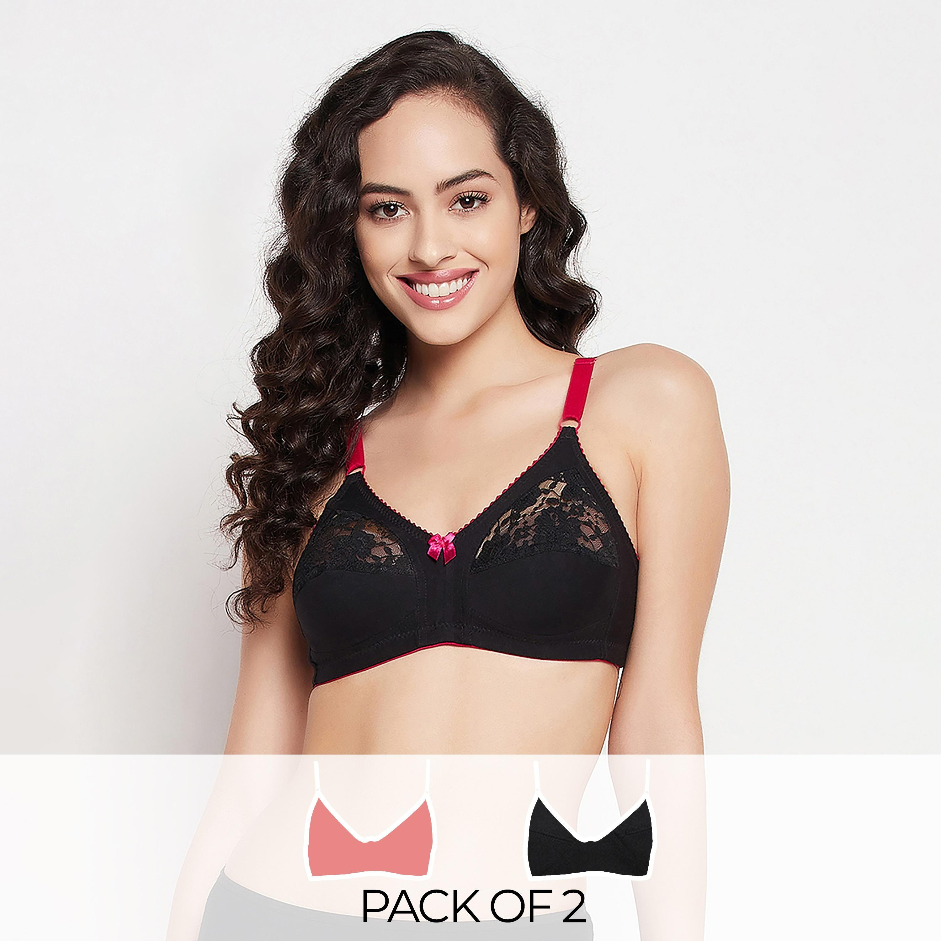 Clovia Pack of 2 Non-Padded Non-Wired Full Coverage Full Women's Figure Bra - Cotton-women-clothing-lingerie-bras-image-1