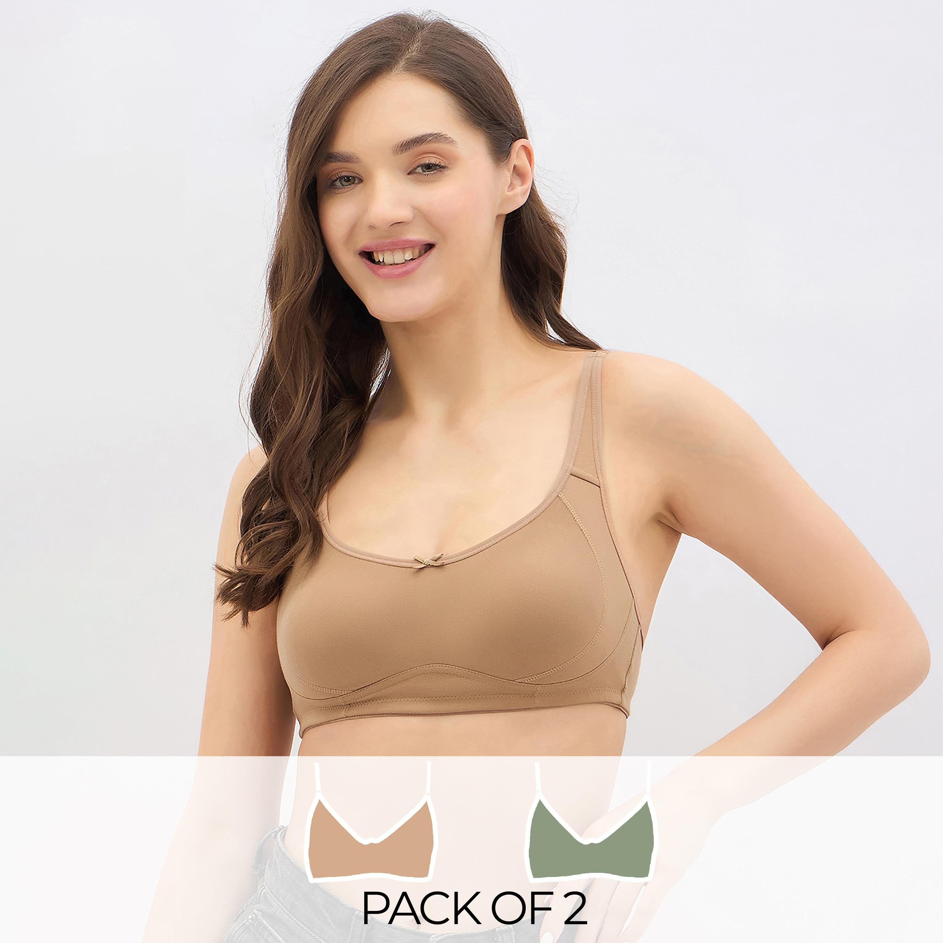 Clovia Pack of 2 Non-Padded Non-Wired Full Coverage Women's T-Shirt Bra - Cotton-women-clothing-lingerie-bras-image-1