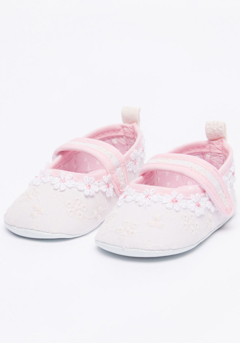 Juniors Lace Detail Baby Shoes with Hook and Loop Closure-Casual-image-0