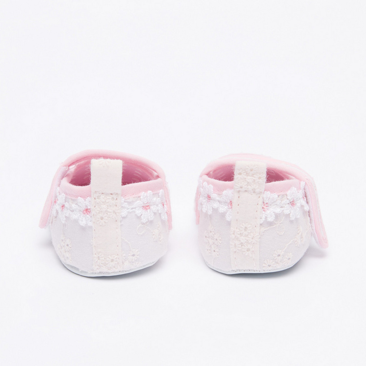 Juniors Lace Detail Baby Shoes with Hook and Loop Closure