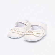 Juniors Shoes with Frill Detail and Hook and Loop Closure