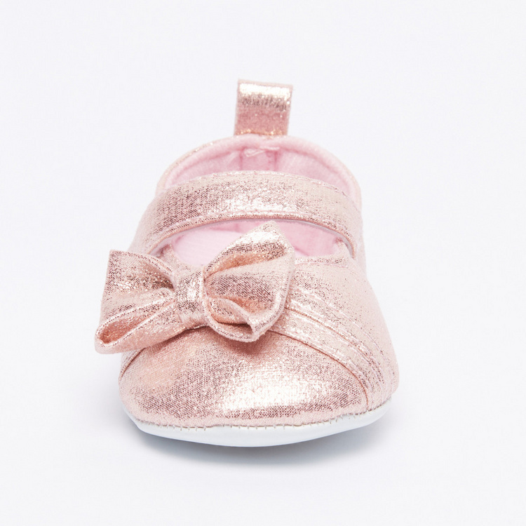 Juniors Glitter Detail Mary Jane Shoes with Hook and Loop Closure