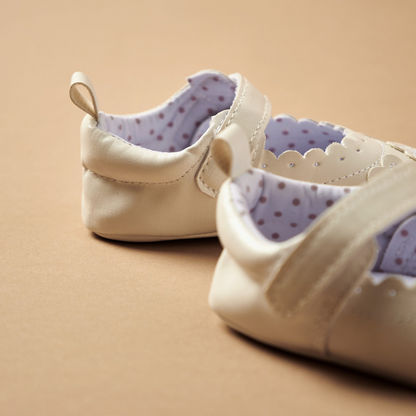 Juniors Flower Detail Baby Shoes with Hook and Loop Closure