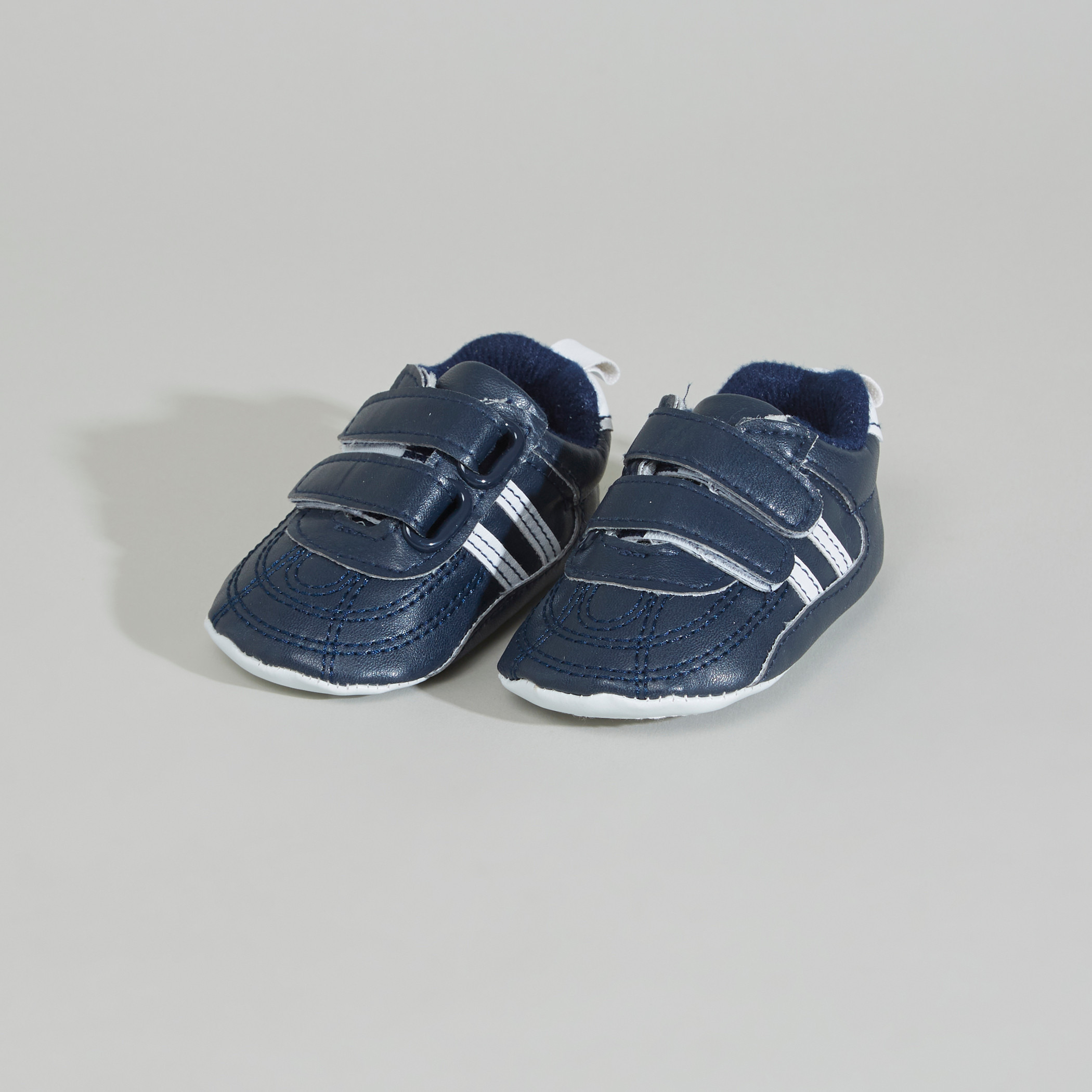 Juniors Stitch Detail Booties with Hook and Loop Closure-baby-boys-shoes-closedshoes-image-1