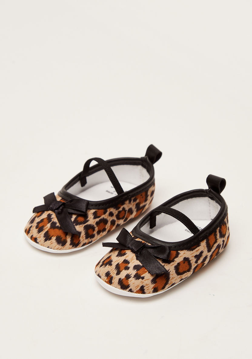 Juniors Printed Slip-On Shoes with Bow Applique-Booties-image-0