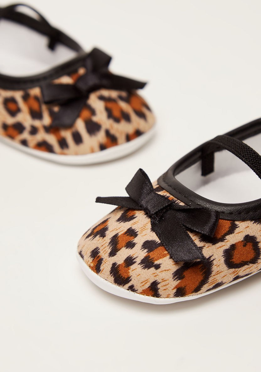 Juniors Printed Slip-On Shoes with Bow Applique-Booties-image-1