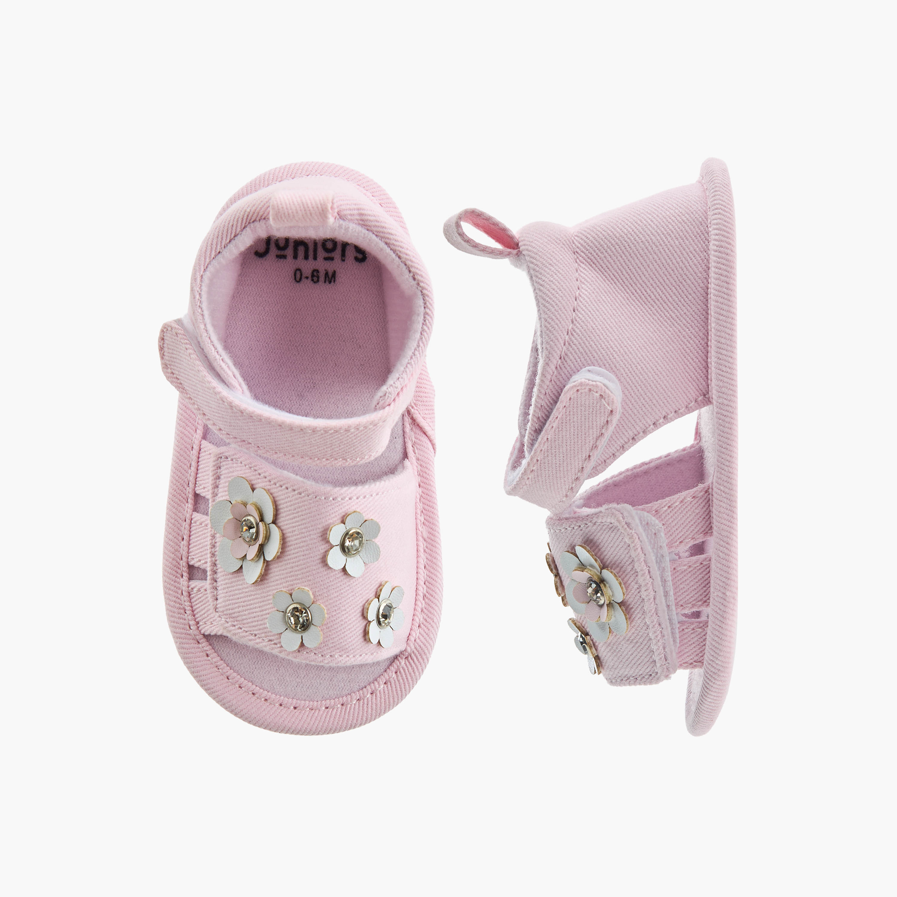 Juniors Sandals with Hook and Loop Closure, Floral Accent-baby-girls-shoes-closedshoes-image-1