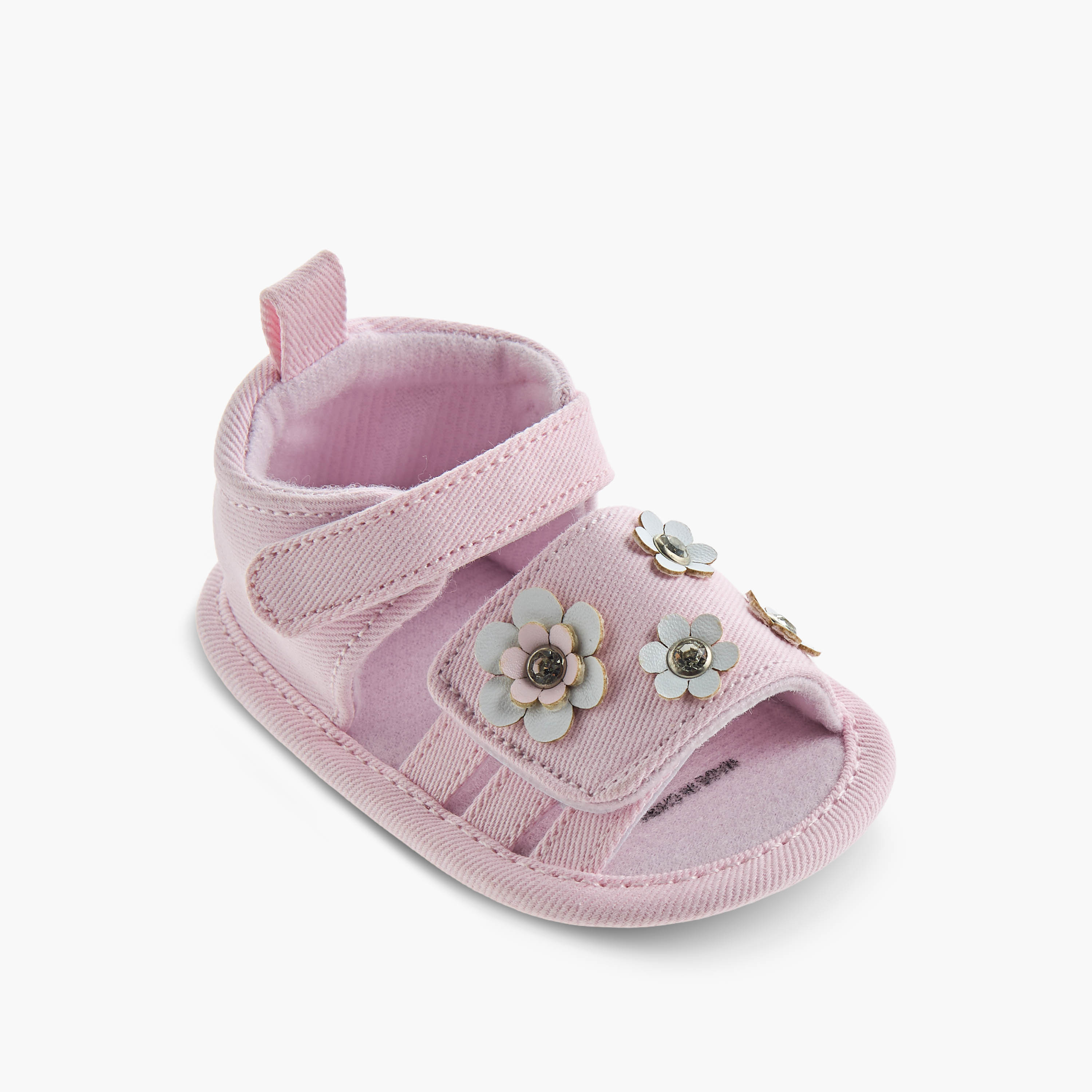 Juniors Sandals with Hook and Loop Closure, Floral Accent-baby-girls-shoes-closedshoes-image-2