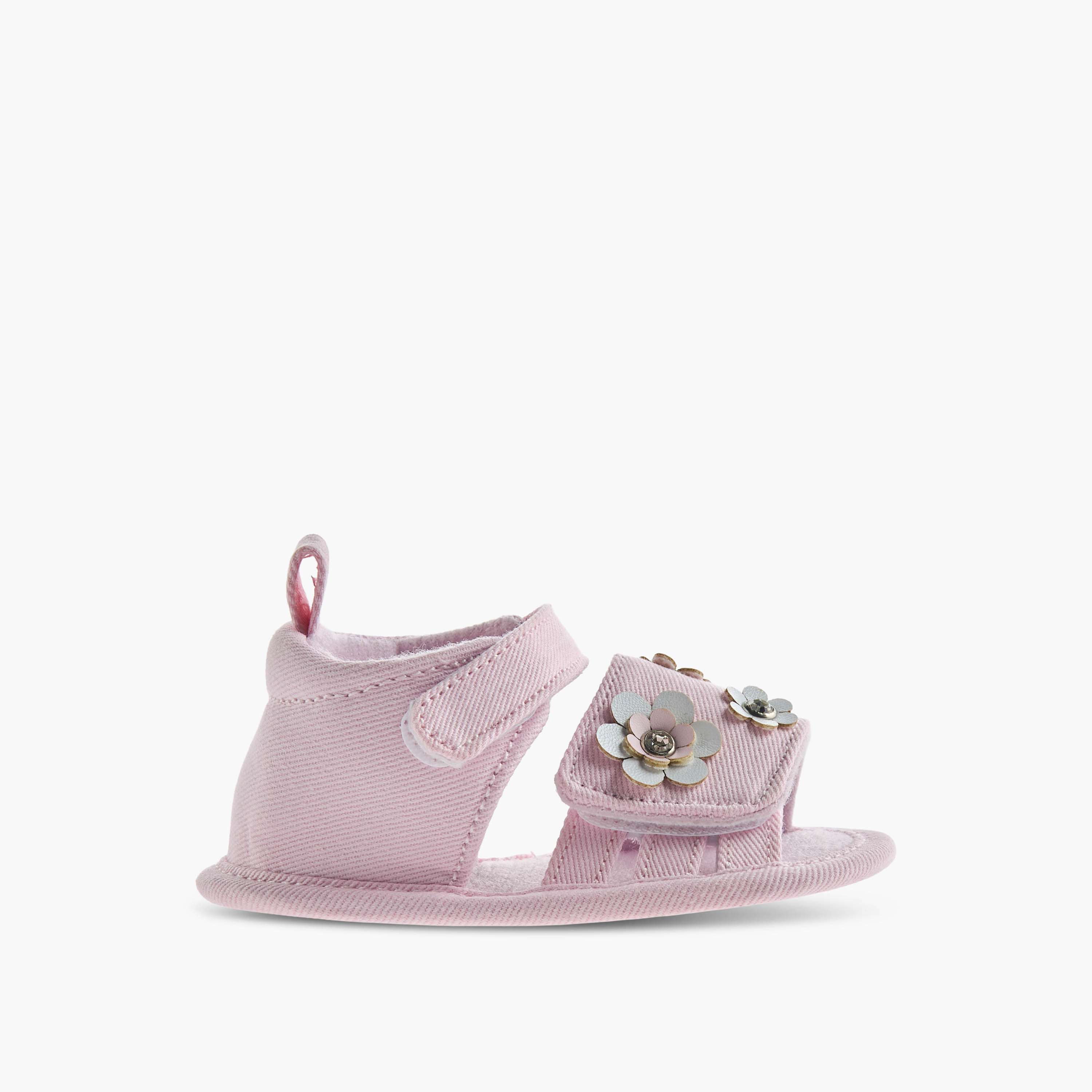 Juniors Sandals with Hook and Loop Closure, Floral Accent-baby-girls-shoes-closedshoes-image-3