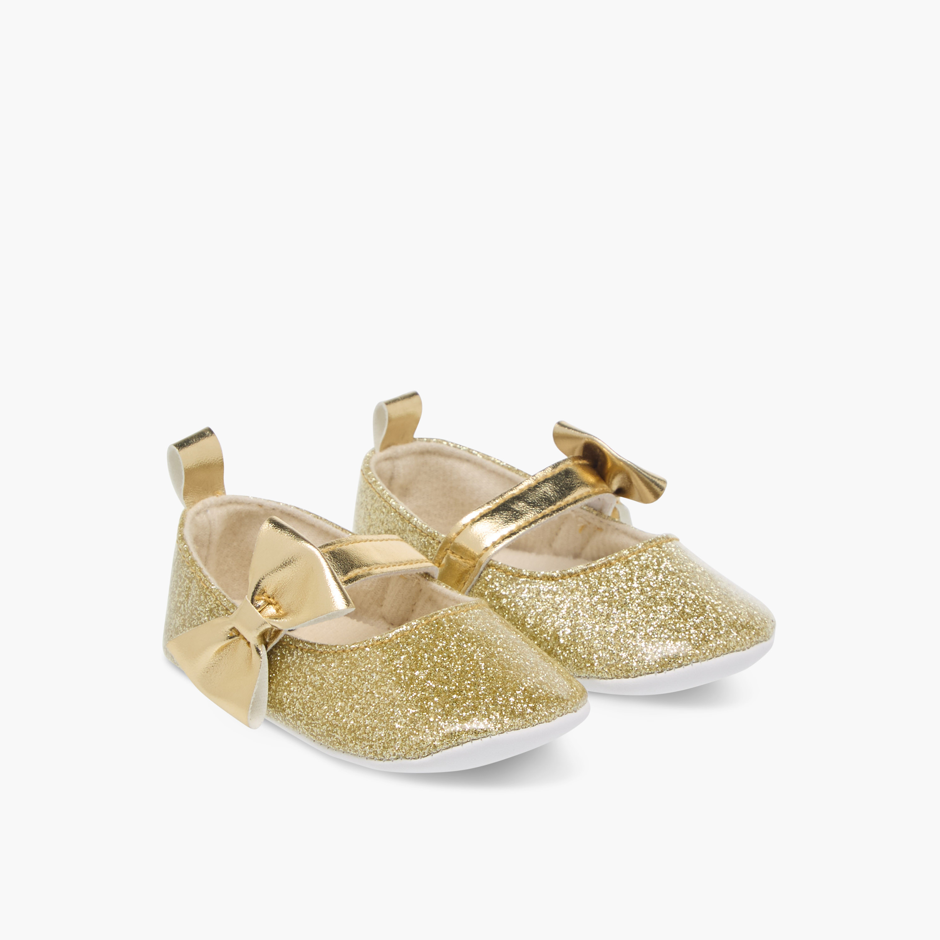 Juniors Embellished Bow Accent Booties with Hook and Loop Closure-baby-girls-shoes-closedshoes-image-1