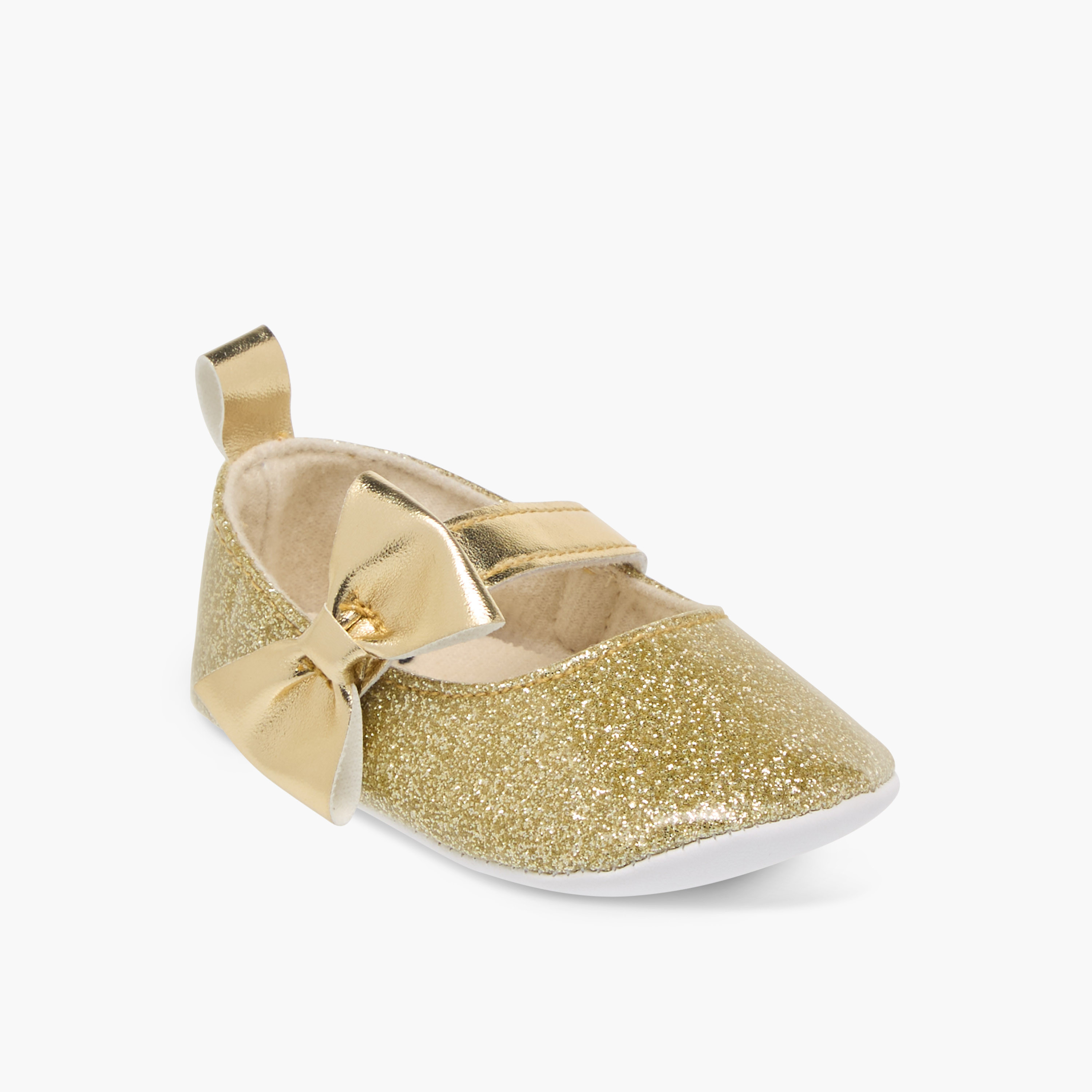 Juniors Embellished Bow Accent Booties with Hook and Loop Closure-baby-girls-shoes-closedshoes-image-2