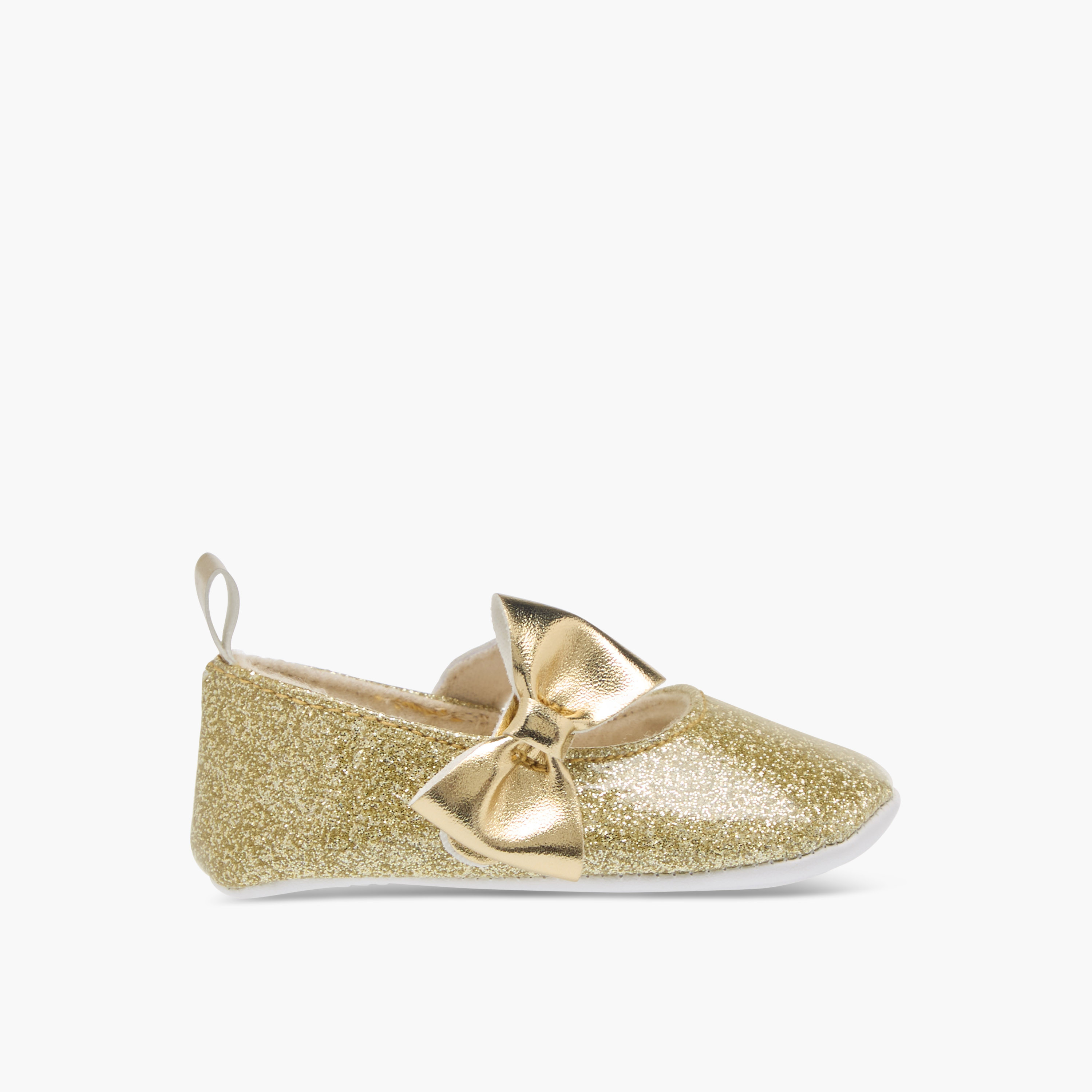 Juniors Embellished Bow Accent Booties with Hook and Loop Closure-baby-girls-shoes-closedshoes-image-3