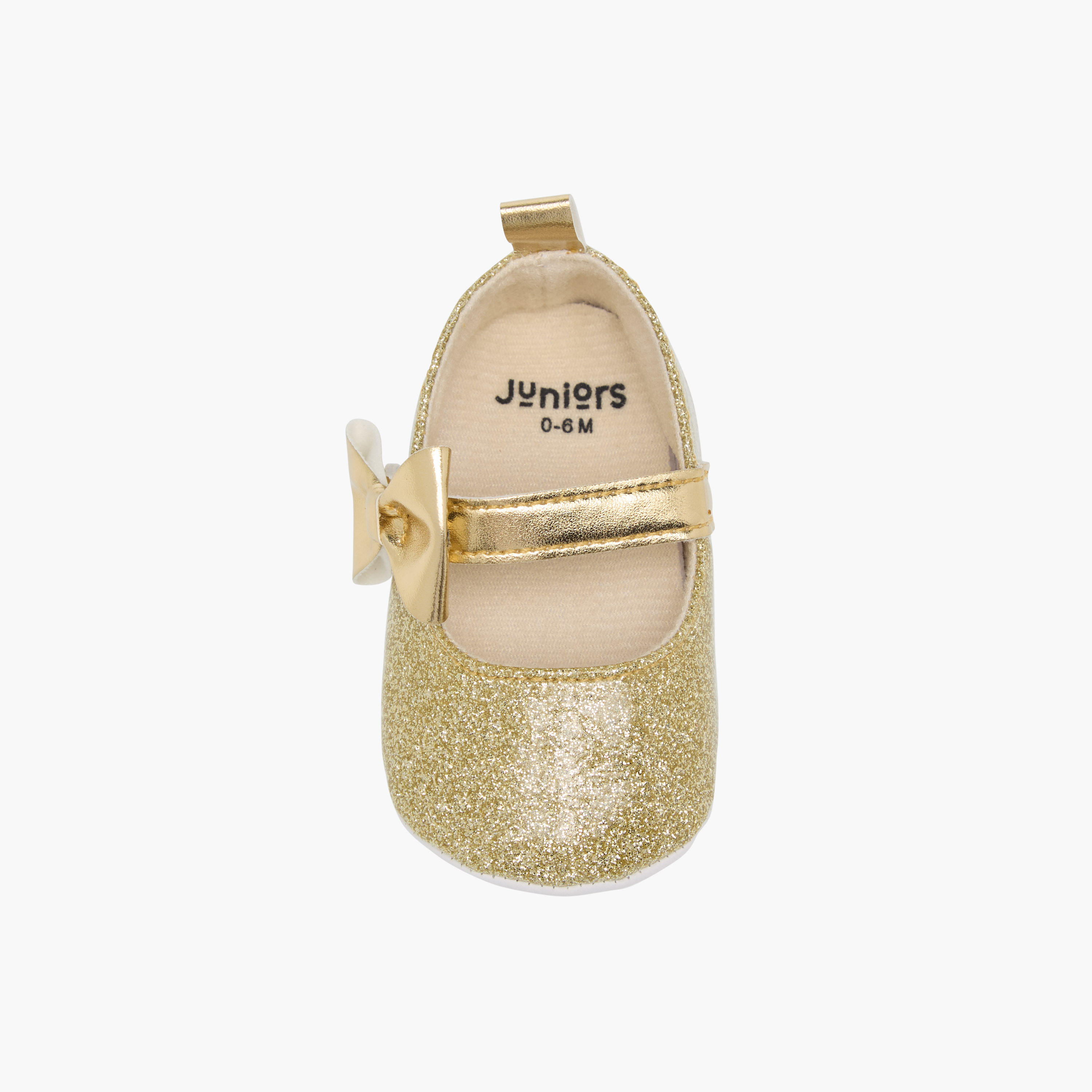 Juniors Embellished Bow Accent Booties with Hook and Loop Closure-baby-girls-shoes-closedshoes-image-4