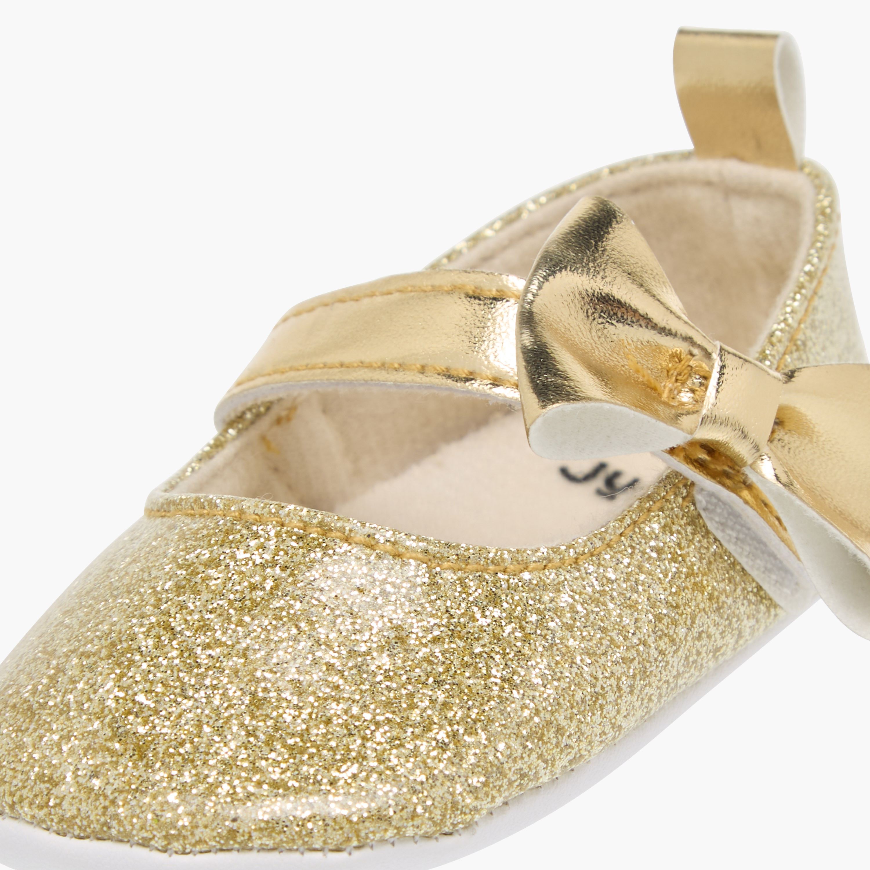 Juniors Embellished Bow Accent Booties with Hook and Loop Closure-baby-girls-shoes-closedshoes-image-6