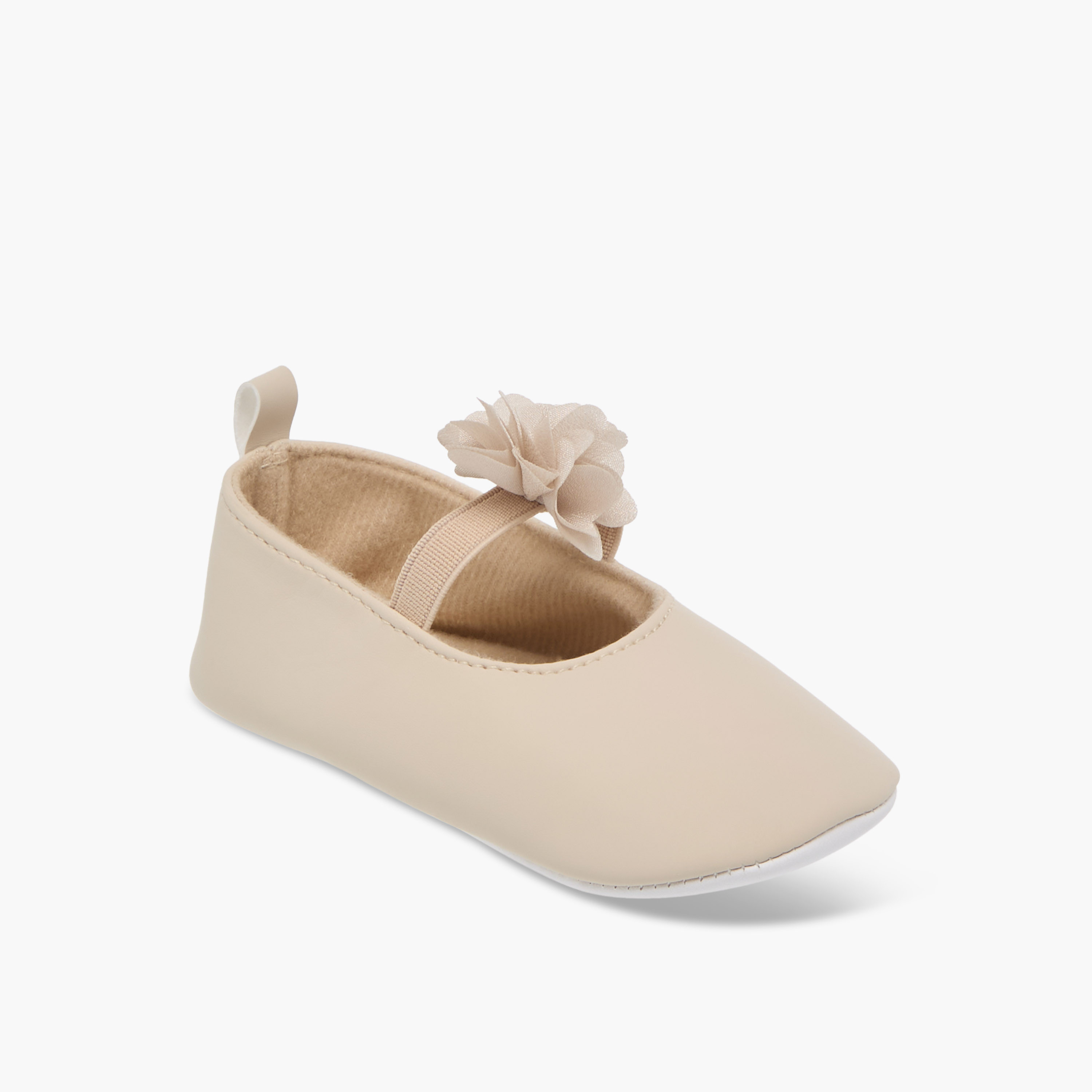 حذاء بوت سادة بزينة زهرية وحزام مطاطي من جونيورز-baby-girls-shoes-closedshoes-image-5