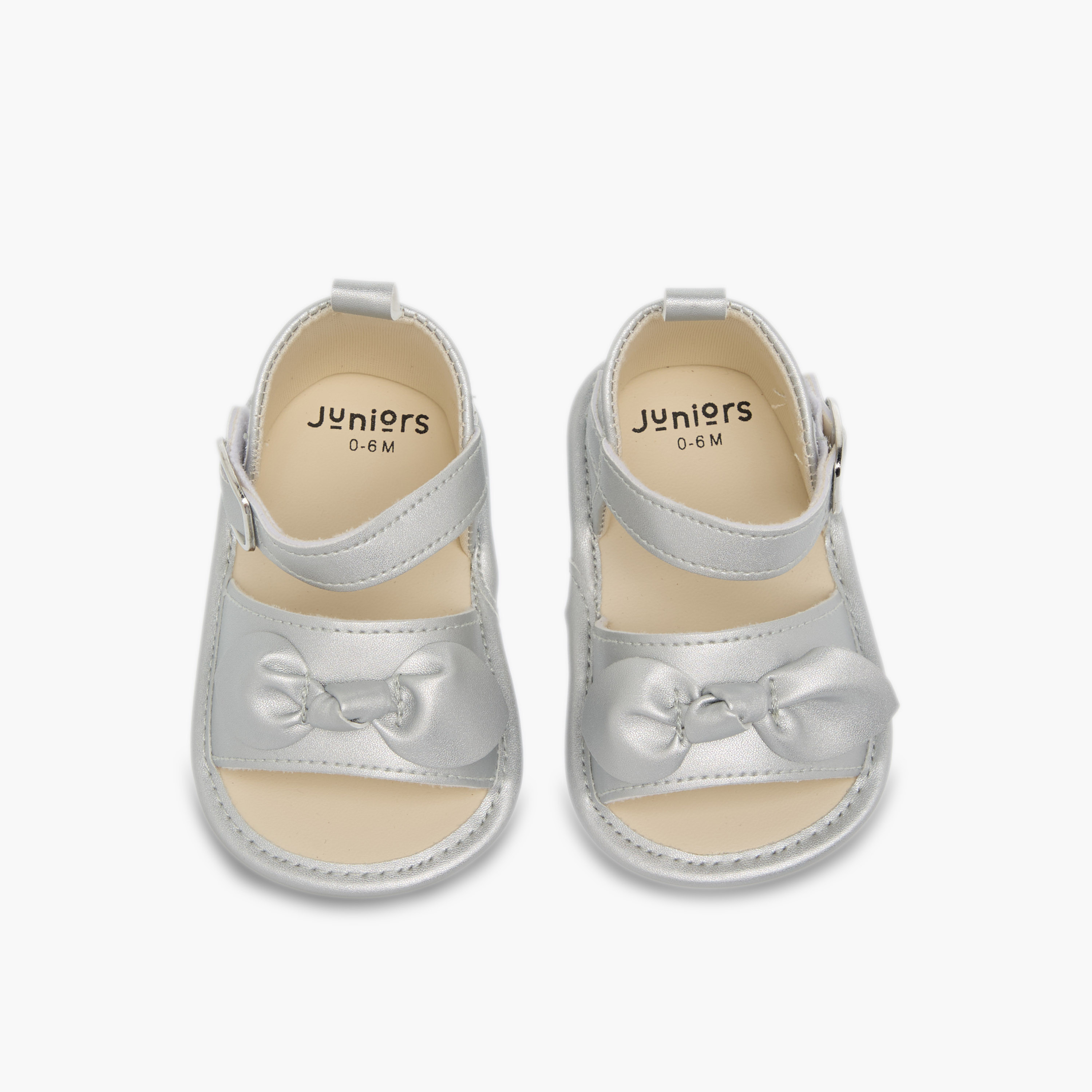 صندل سادة مزين بفيونكة بشريط إغلاق لاصق من جونيورز-baby-girls-shoes-sandals-image-4