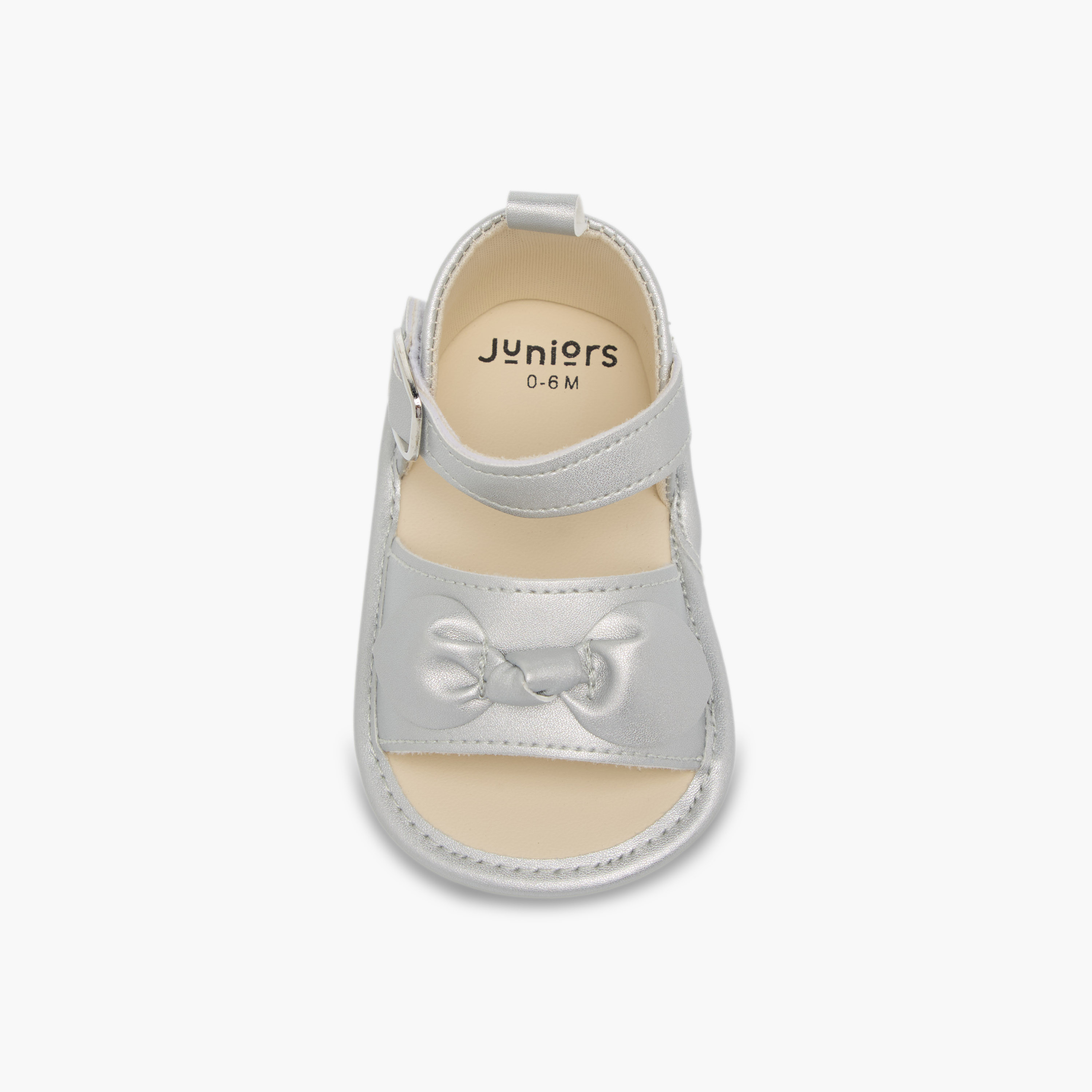 صندل سادة مزين بفيونكة بشريط إغلاق لاصق من جونيورز-baby-girls-shoes-sandals-image-2