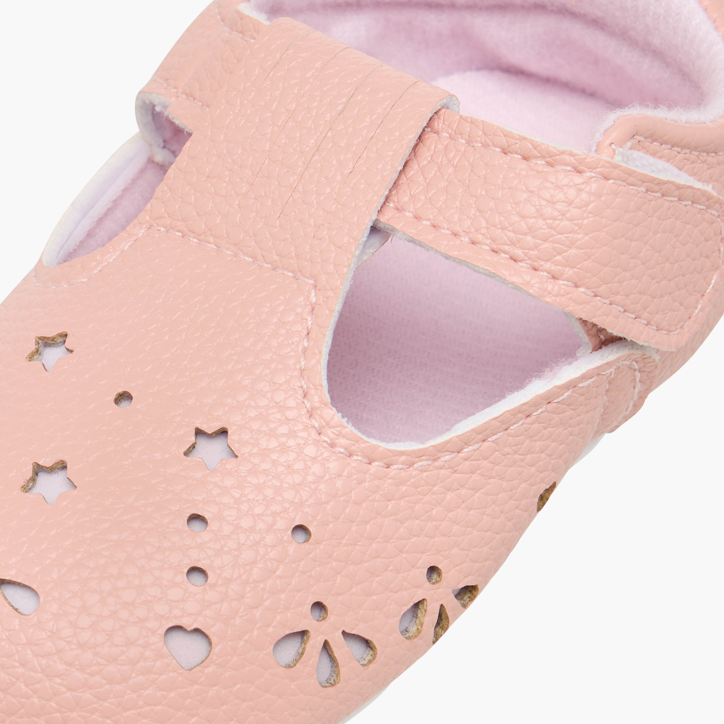 Juniors Cutwork Detail Booties with Hook and Loop Closure-baby-girls-shoes-booties-image-4