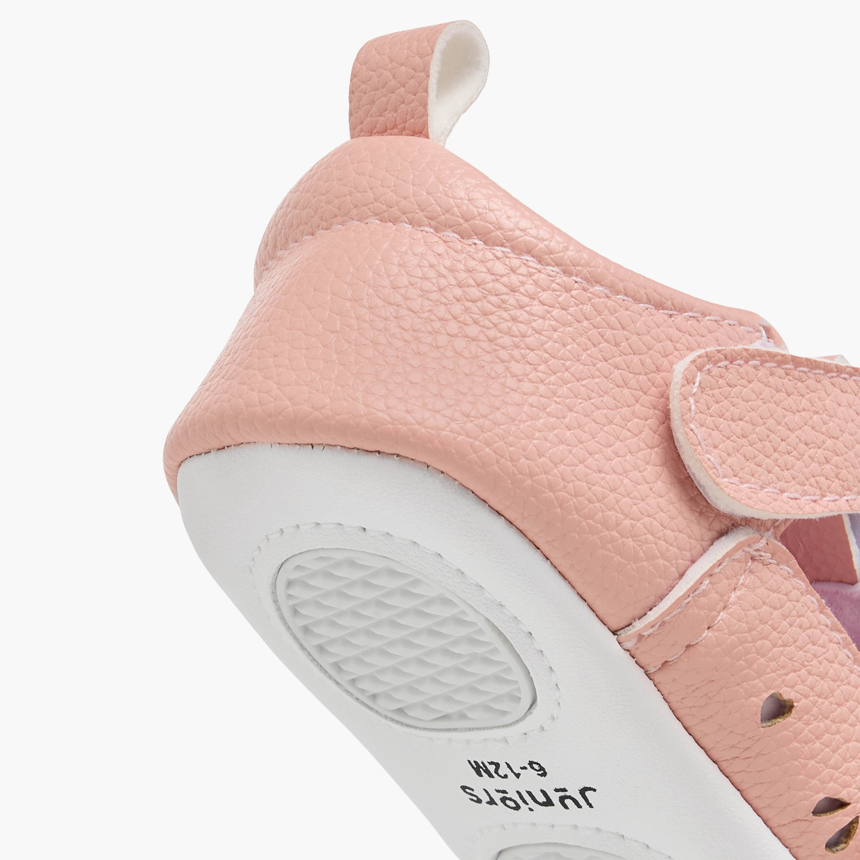 Juniors Cutwork Detail Booties with Hook and Loop Closure-baby-girls-shoes-booties-image-5