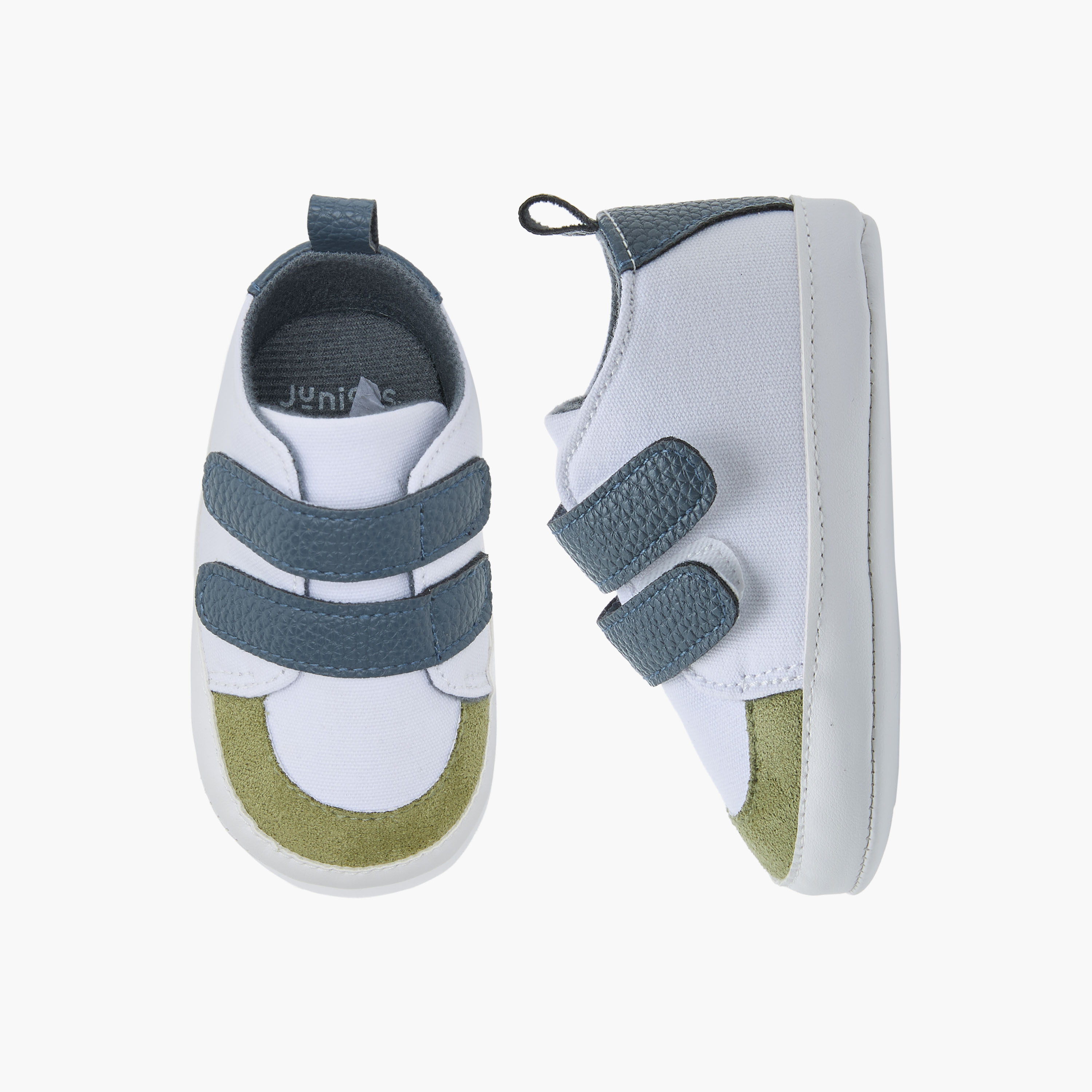 Juniors Booties with Hook and Loop Closure, Colourblock Design-baby-boys-shoes-booties-image-1