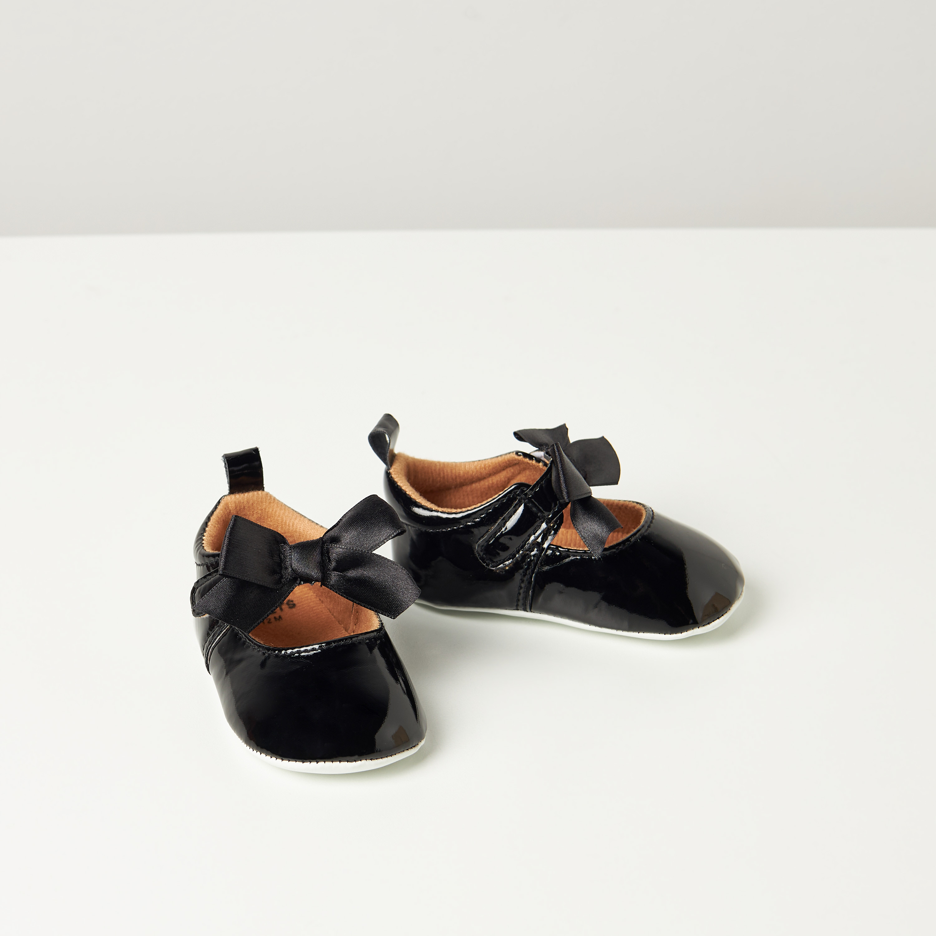 Juniors Solid Booties with Bow Accent and Hook and Loop Closure-baby-girls-shoes-closedshoes-image-1