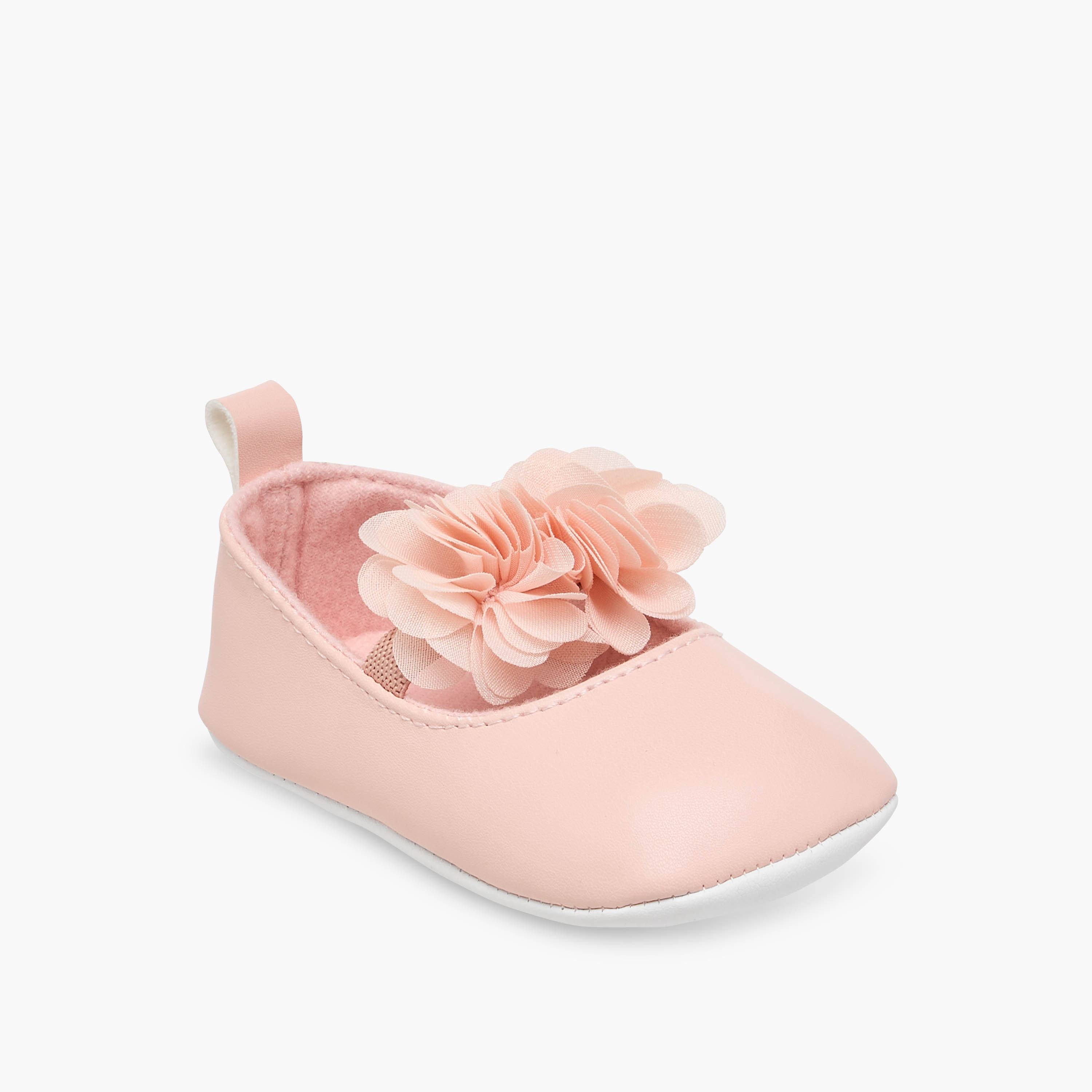 Juniors Floral Accent Slip-On Booties with Elastic Strap-baby-girls-shoes-closedshoes-image-2