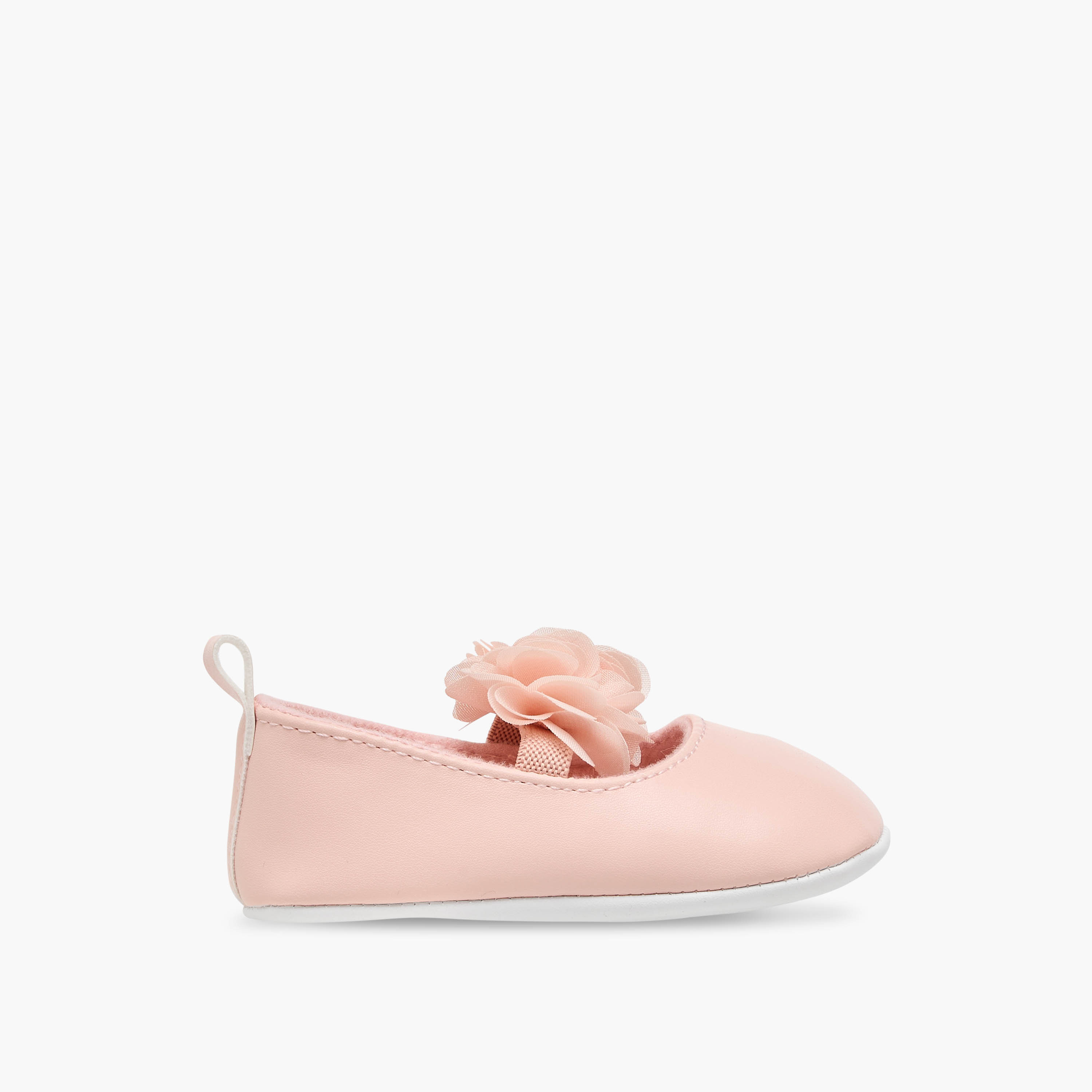 Juniors Floral Accent Slip-On Booties with Elastic Strap-baby-girls-shoes-closedshoes-image-3