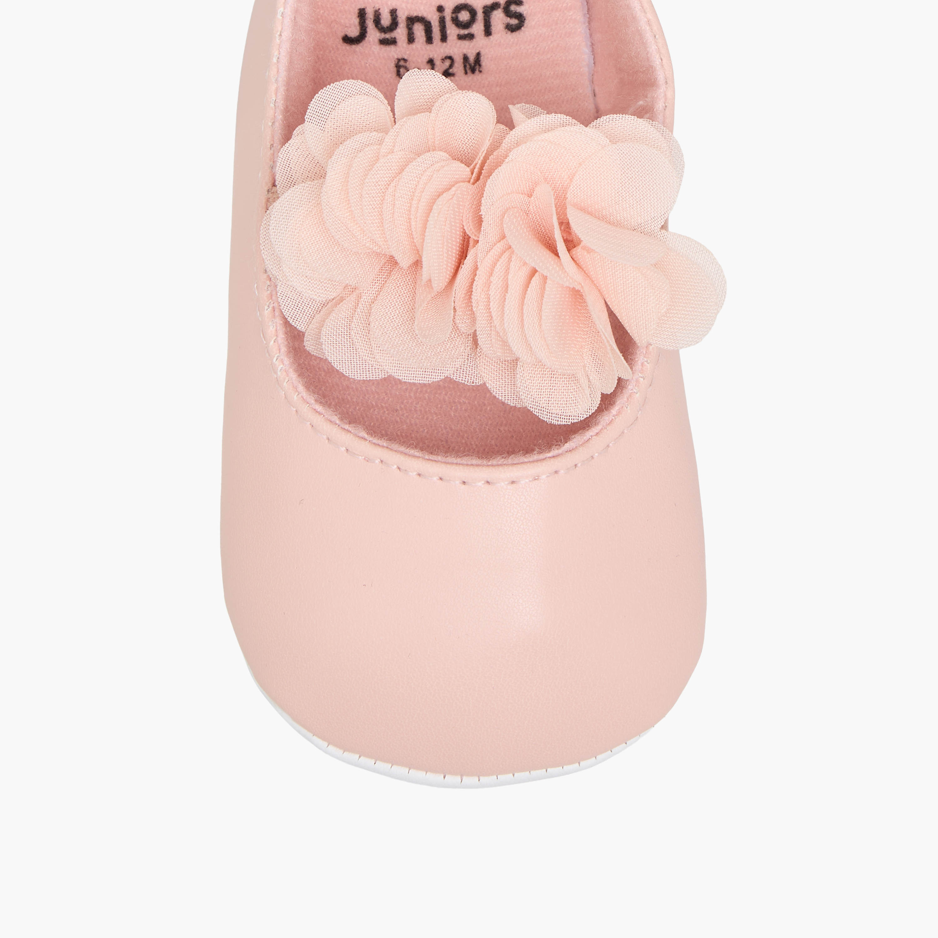 Juniors Floral Accent Slip-On Booties with Elastic Strap-baby-girls-shoes-closedshoes-image-4