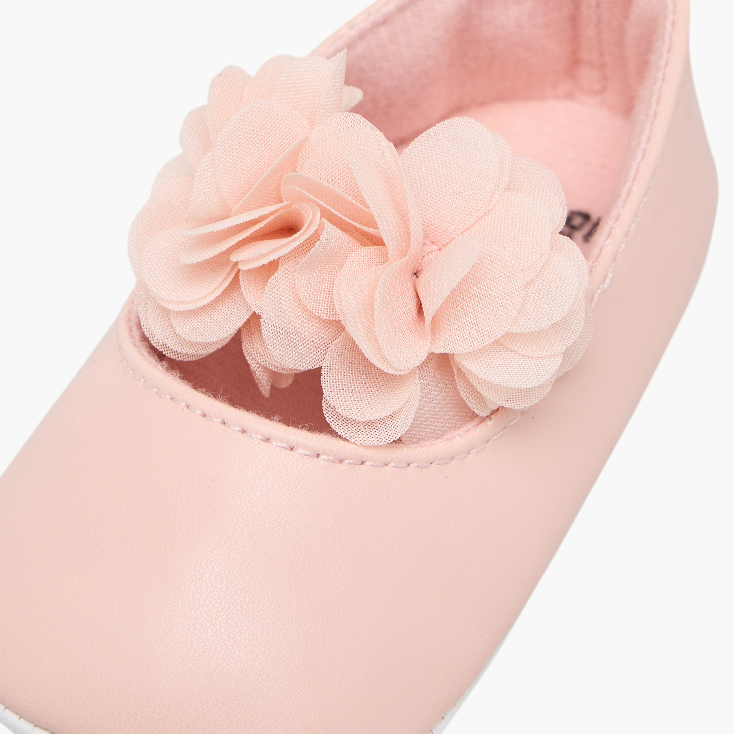 Juniors Floral Accent Slip-On Booties with Elastic Strap-baby-girls-shoes-closedshoes-image-6