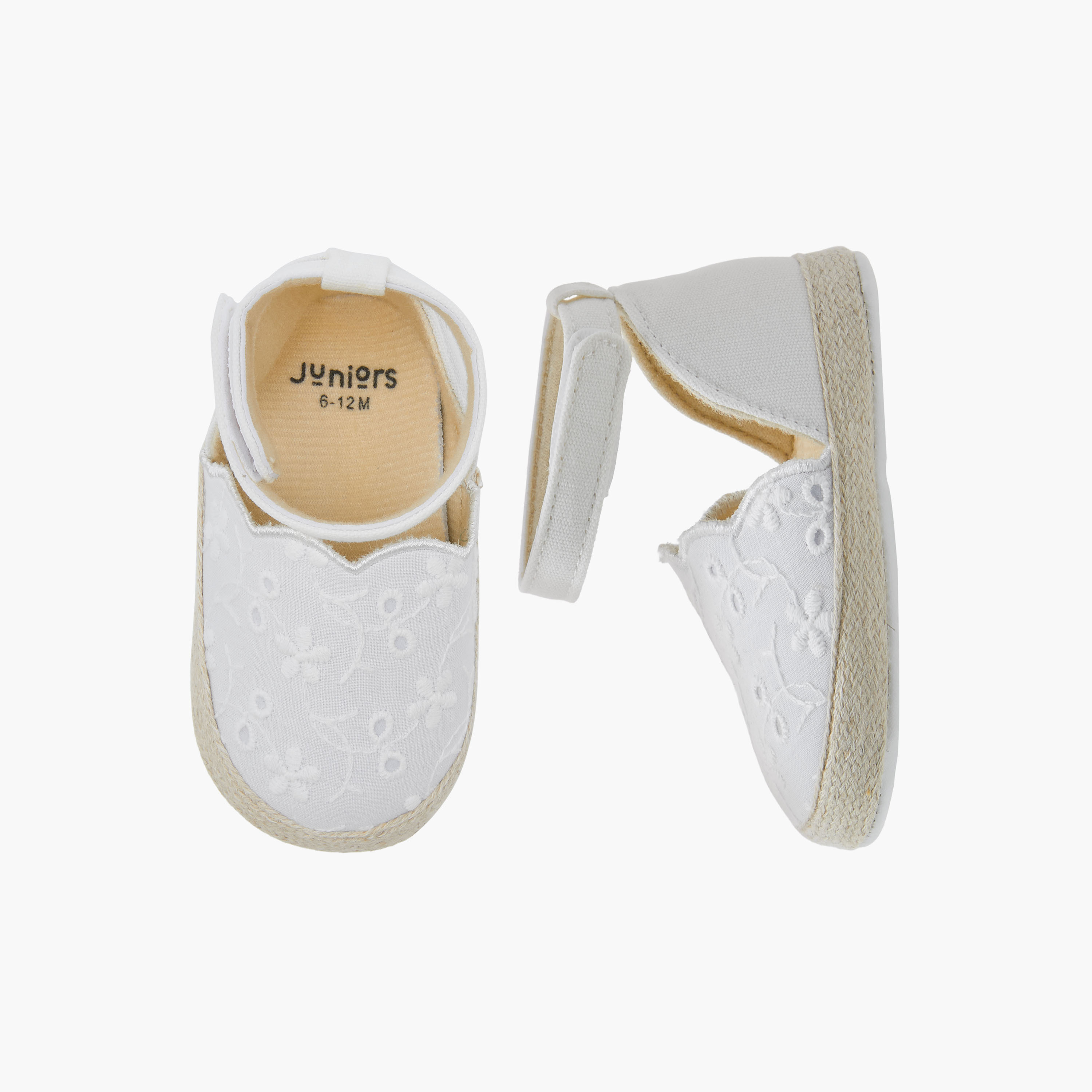 Juniors Soft Shoes with Hook and Loop Closure, Embroidered Design-baby-girls-shoes-closedshoes-image-1